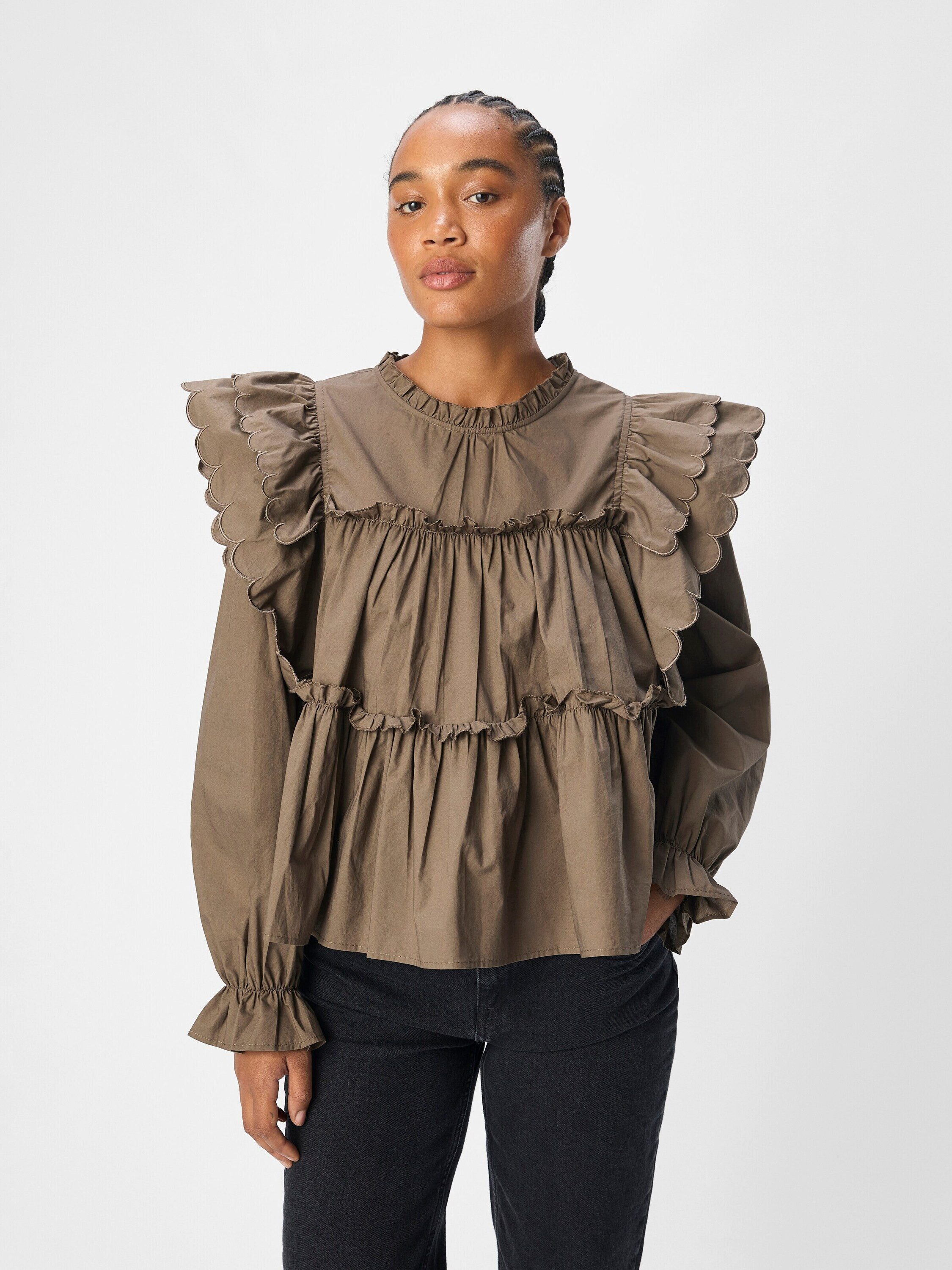 Object Langarmbluse OBJHope (1-tlg) Rüschen