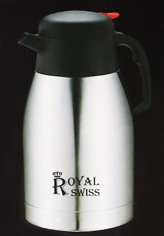 Royal Swiss Isolierkanne Royal Swiss 2,5 L Kaffeekanne für Heiß und  Kaltgetränke (Edelstahl, Vakuum)