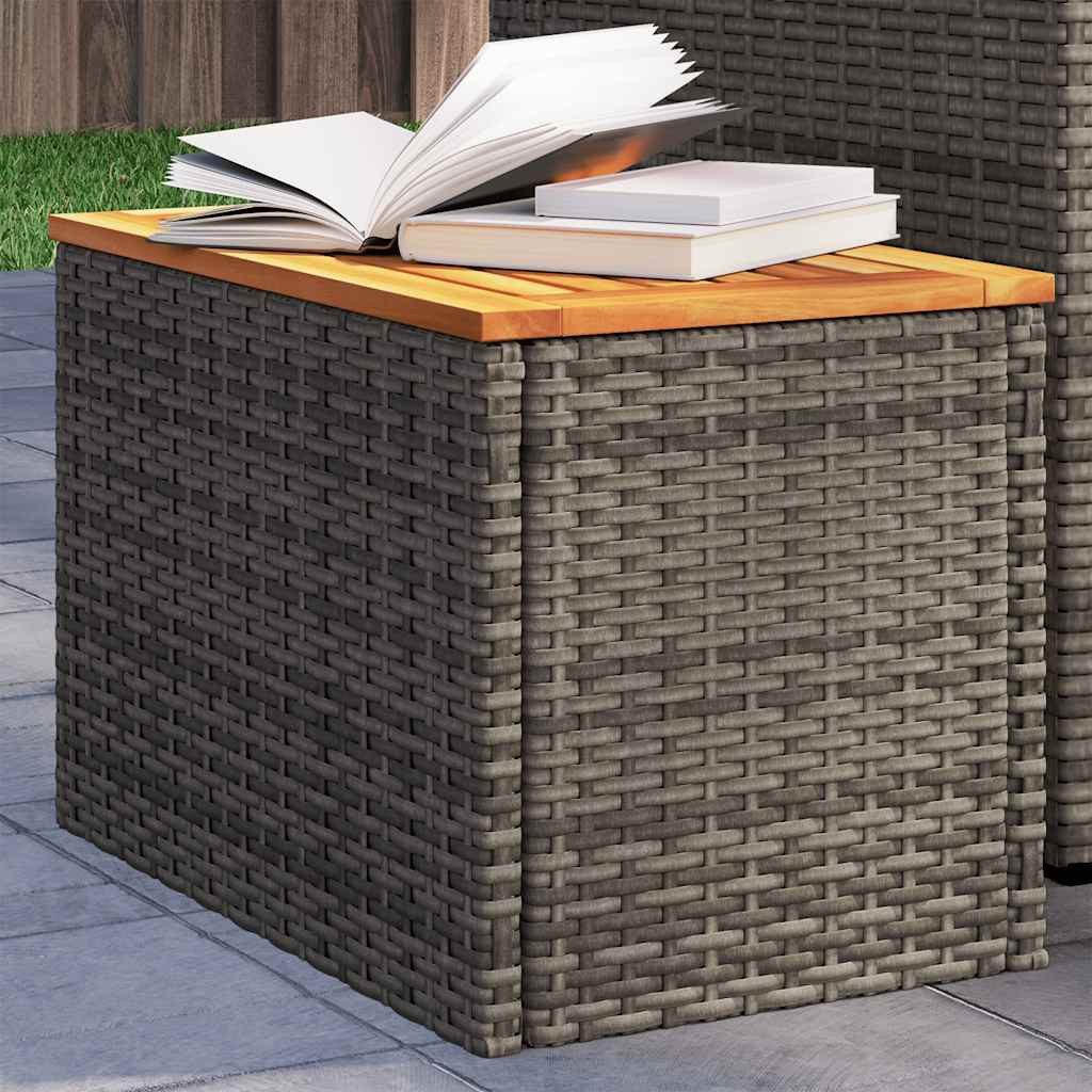 vidaXL Gartentisch Garten-Beistelltische 2 Stk. Grau 55x34x37cm Poly Rattan Holz (1-St)