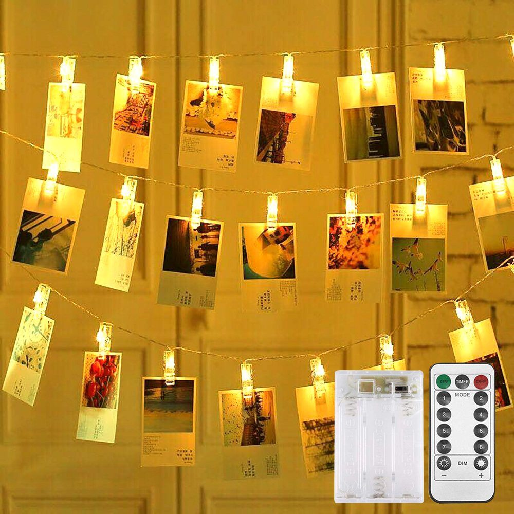 Oneid LED-Lichterkette Foto Clip Lichterketten 6M 40LED Warmweiß Weihnachtsfeier Deko