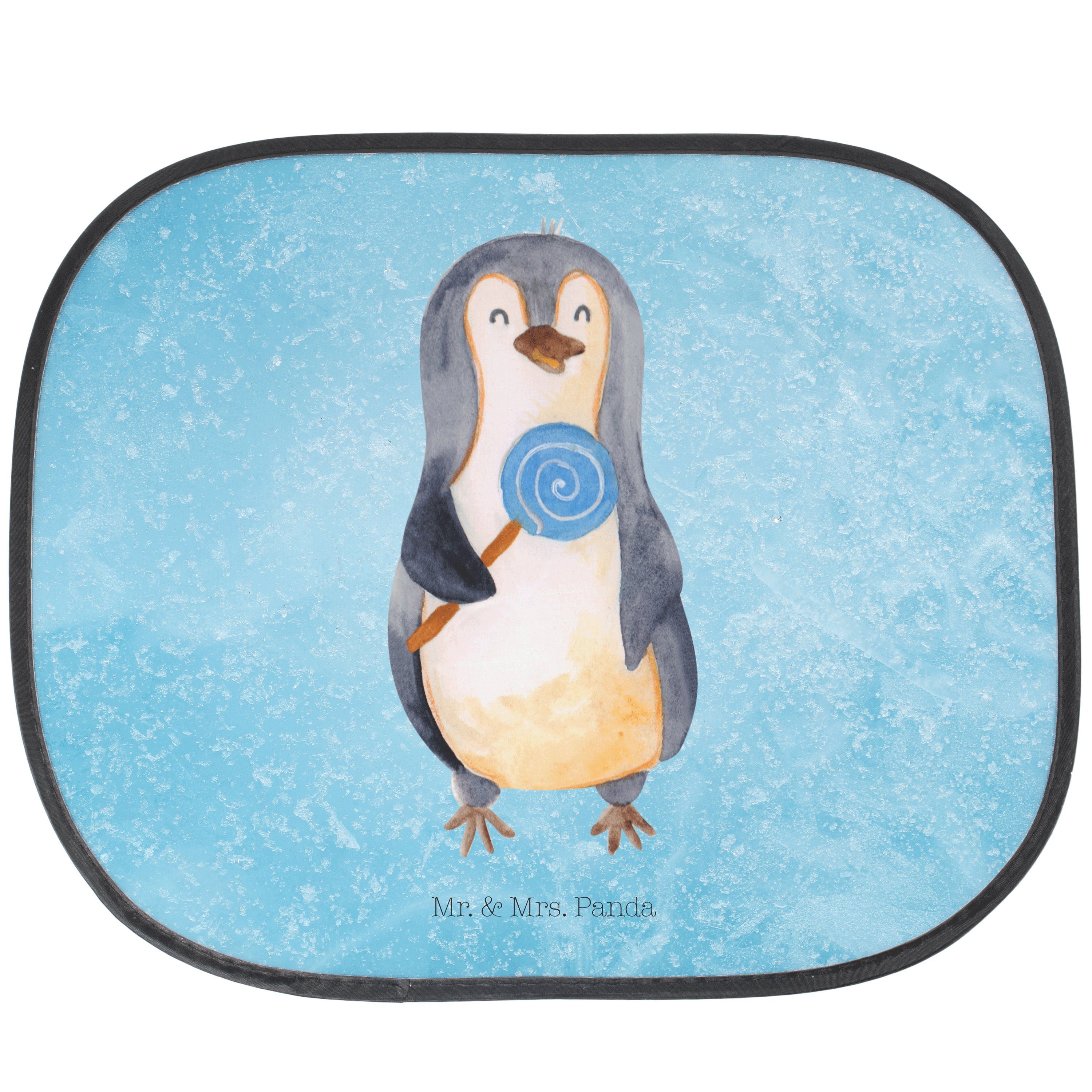 Sonnenschutz Pinguin Lolli - Eisblau - Geschenk, Sonne, Auto Sonnenschutz, Sonne A, Mr. & Mrs. Panda, Seidenmatt | Fensterfolien