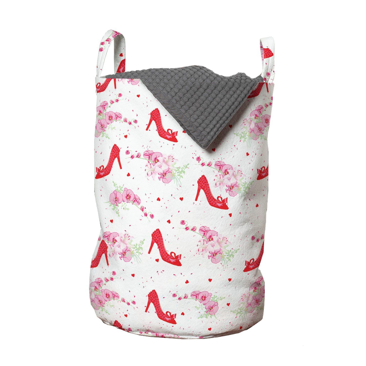 Abakuhaus Wäschesäckchen Wäschekorb mit Griffen Kordelzugverschluss für Waschsalons, Mode Mode-Absatz-Blumen