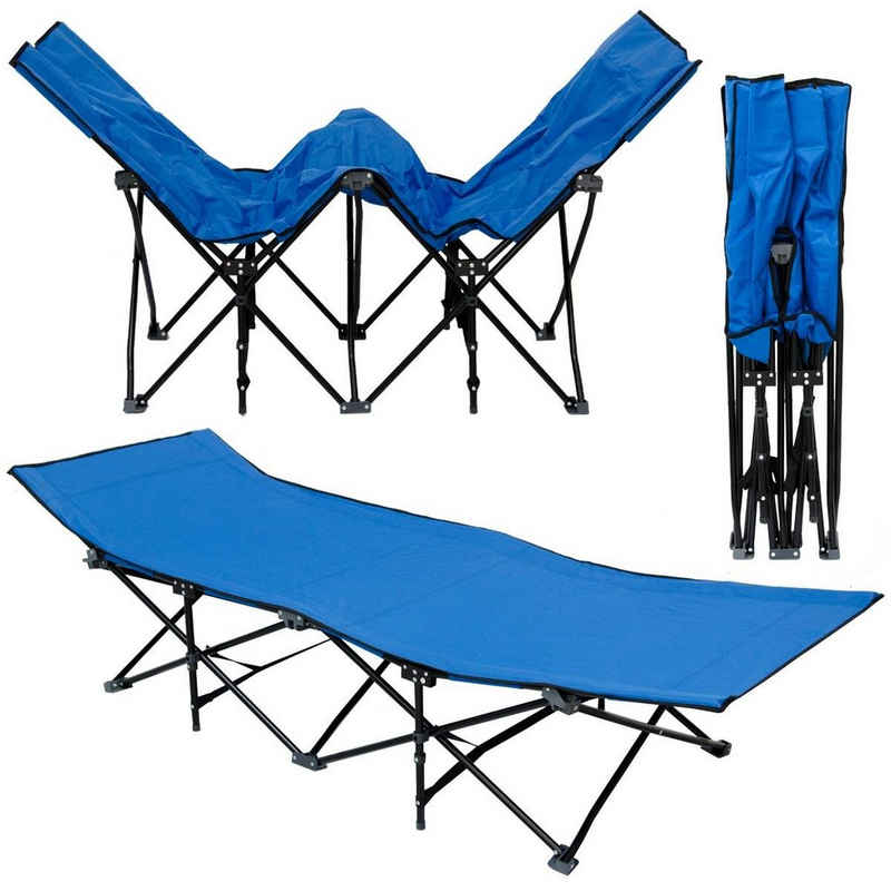 AMANKA Campingstuhl Faltbett Faltliege Feldbett Blau Campingliege, ca.190x70 cm bis 100 kg max.