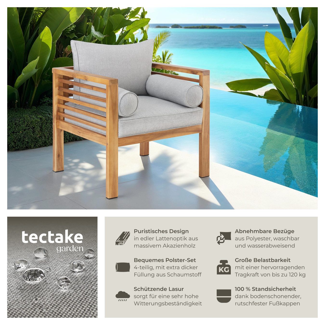 tectake Gartenstuhl Garten-Loungesessel (Set, 1 St), günstig online kaufen