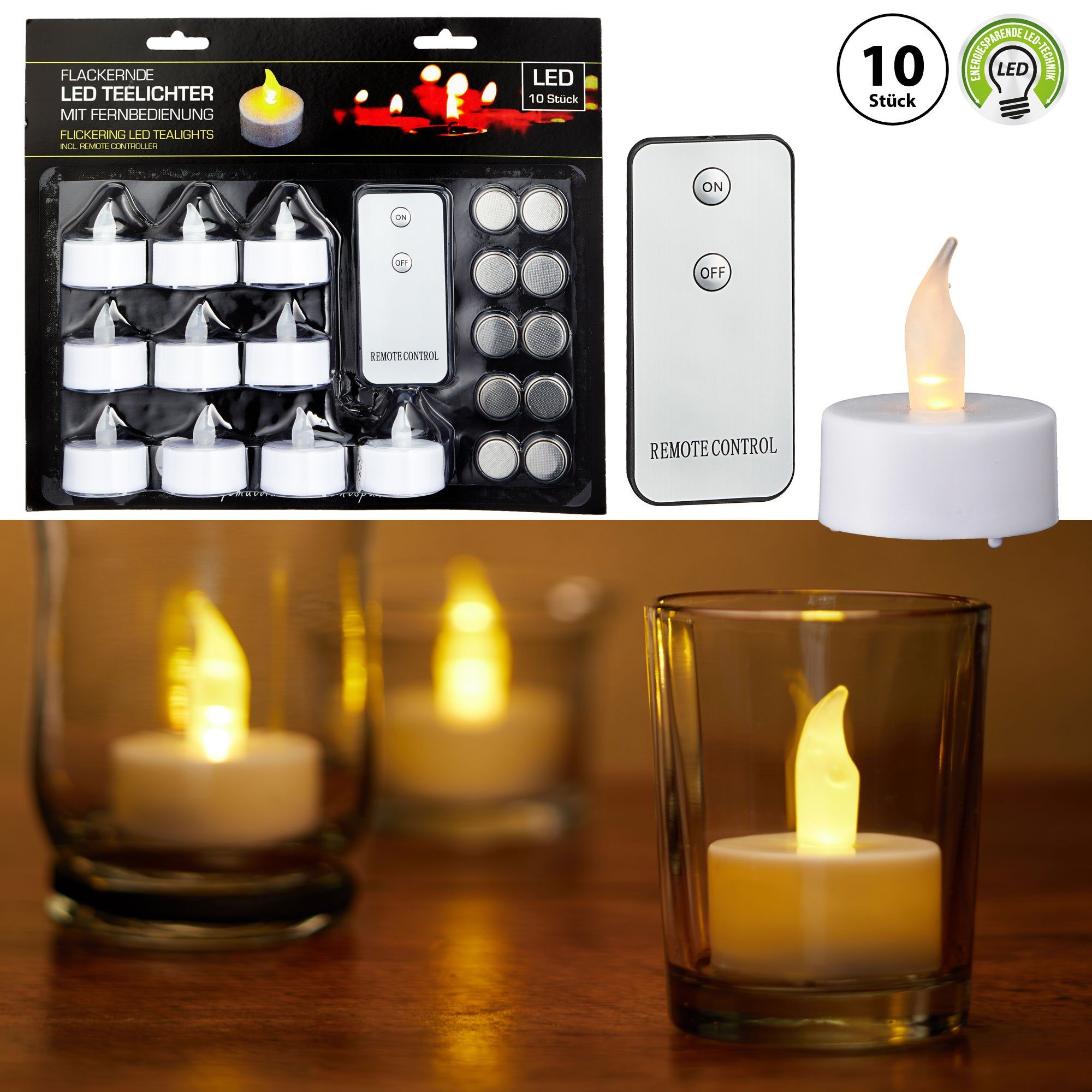 CEPEWA LED Dekolicht LED Teelichter 10er Set Farbwechsel Fernbedienung