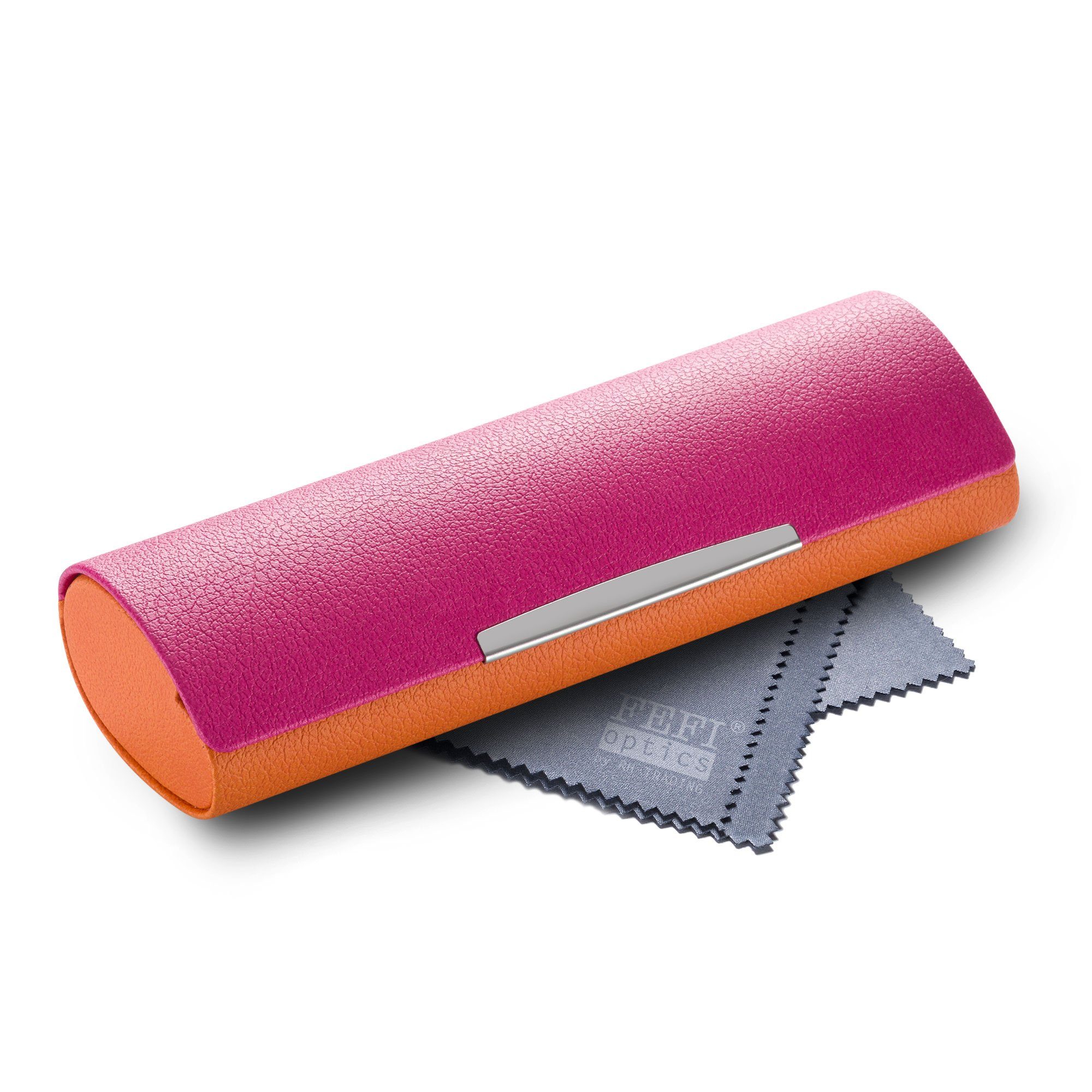 FEFI Brillenetui Kleines Hardcase Etui im 2-Farben Design mit Chrome-Applikation, inklusive Mikrofasertuch