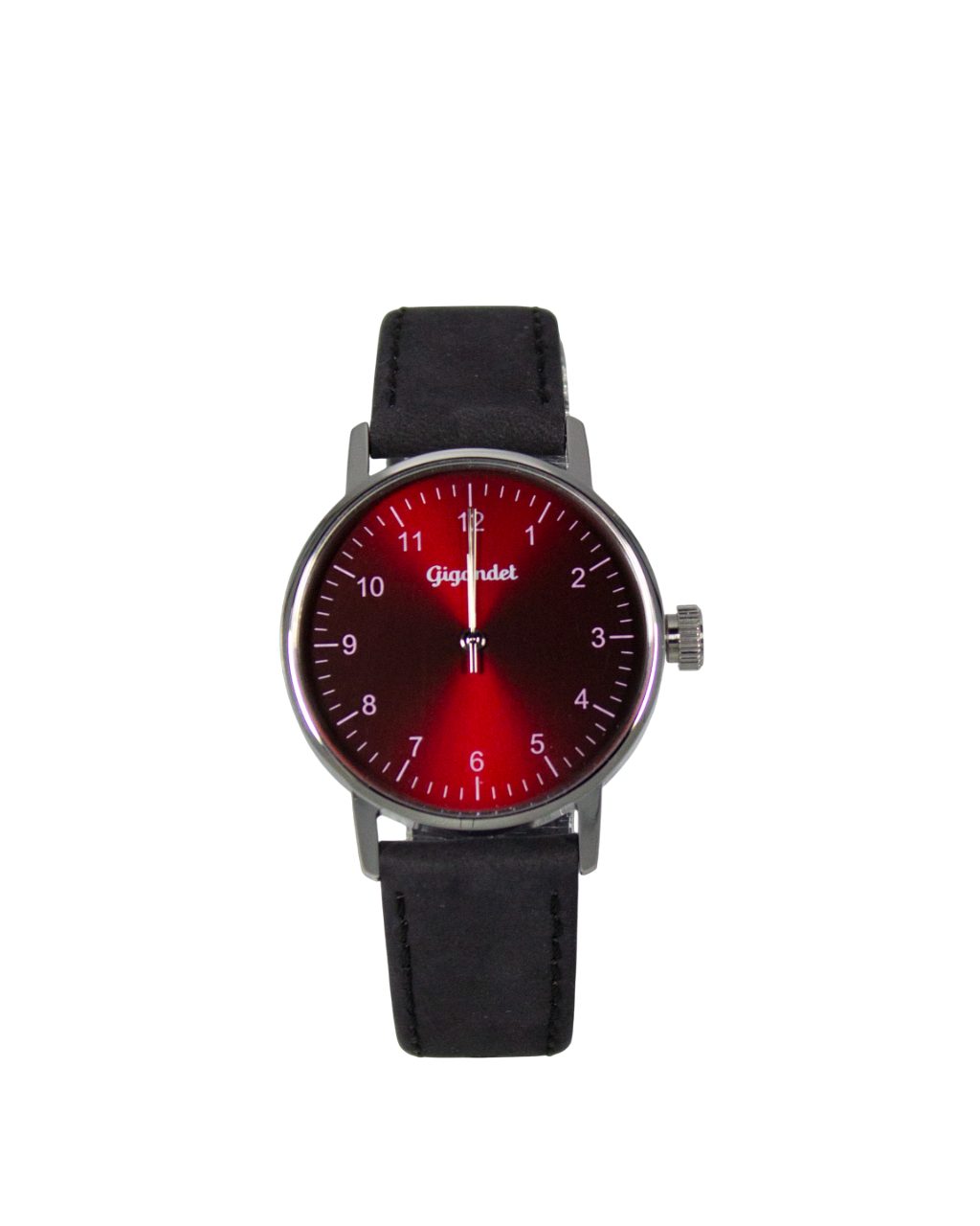 Gigandet Quarzuhr Armbanduhr Damen Quarz Schwarz Edelstahl Lederband Silber Rot G27-011