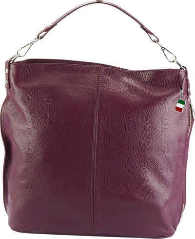 FLORENCE Shopper D2OTF138X Florence Hobo Bag Damen Schultertasche (Shopper, Shopper), Damen Tasche Echtleder bordeaux, rot, Made-In Italy
