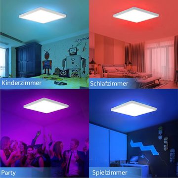 Nettlife LED Panel Deckenleuchte Dimmbar mit Fernbedienung RGB, ‎RGB Backlight, LED fest integriert, Warmweiß Neutralweiß Kaltweiß, Schlafzimmer Kinderzimmer Wohnzimmer Küche Esszimmer, ‎30 x 30 x 2.1 cm