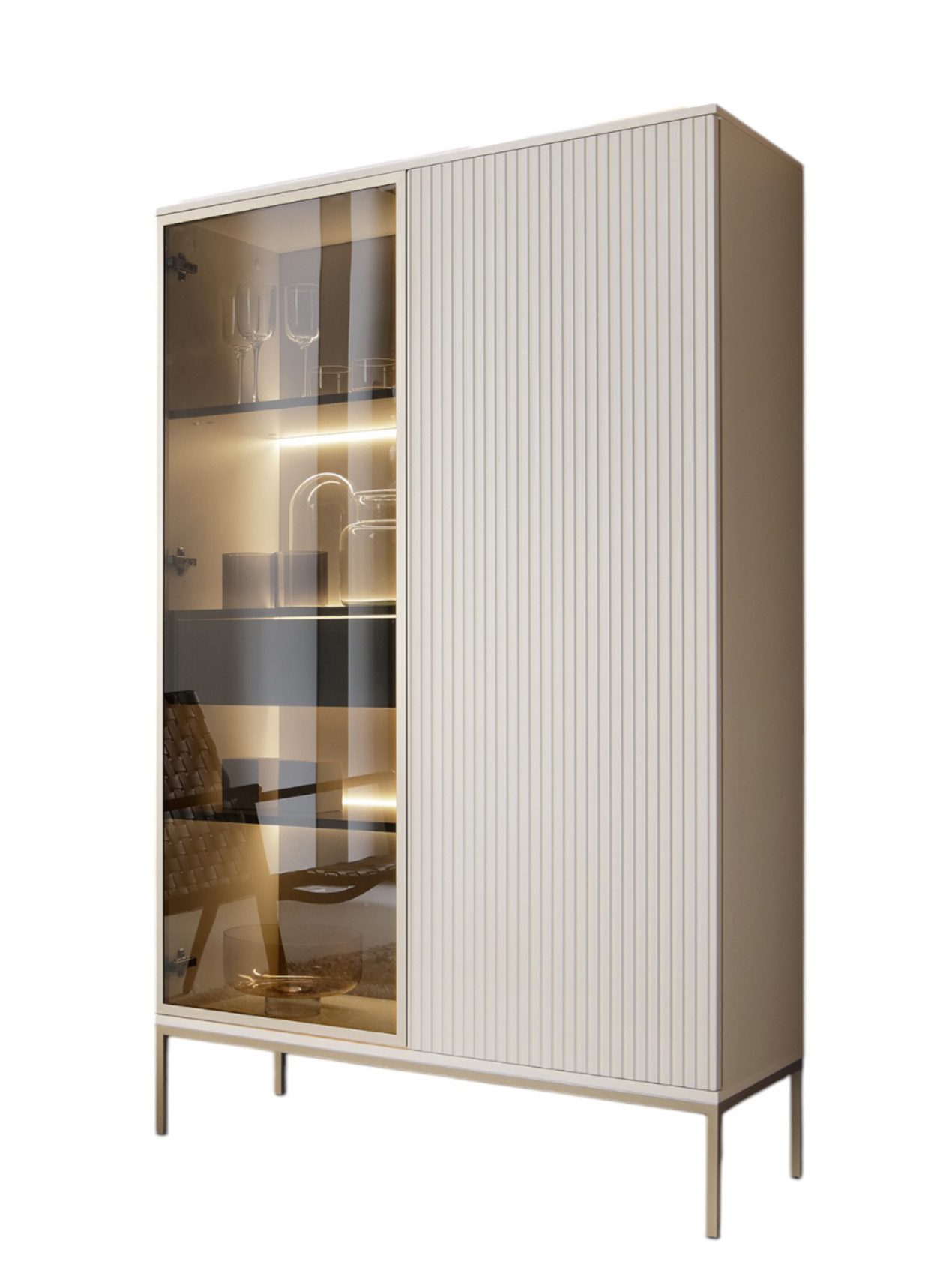 Compleo Vitrine LINO Standvitrine mit Schublade, günstig online kaufen