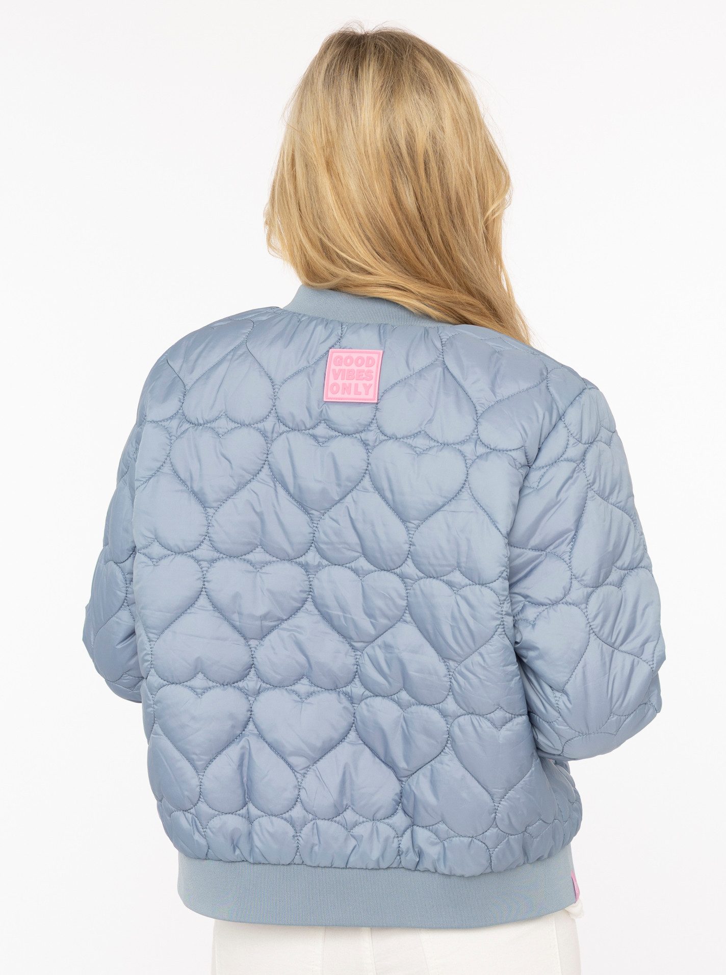 Zwillingsherz Bomberjacke "Be Happy" modisch, Kontrastdetails, regular fit, langärmelig, mit Herzsticker