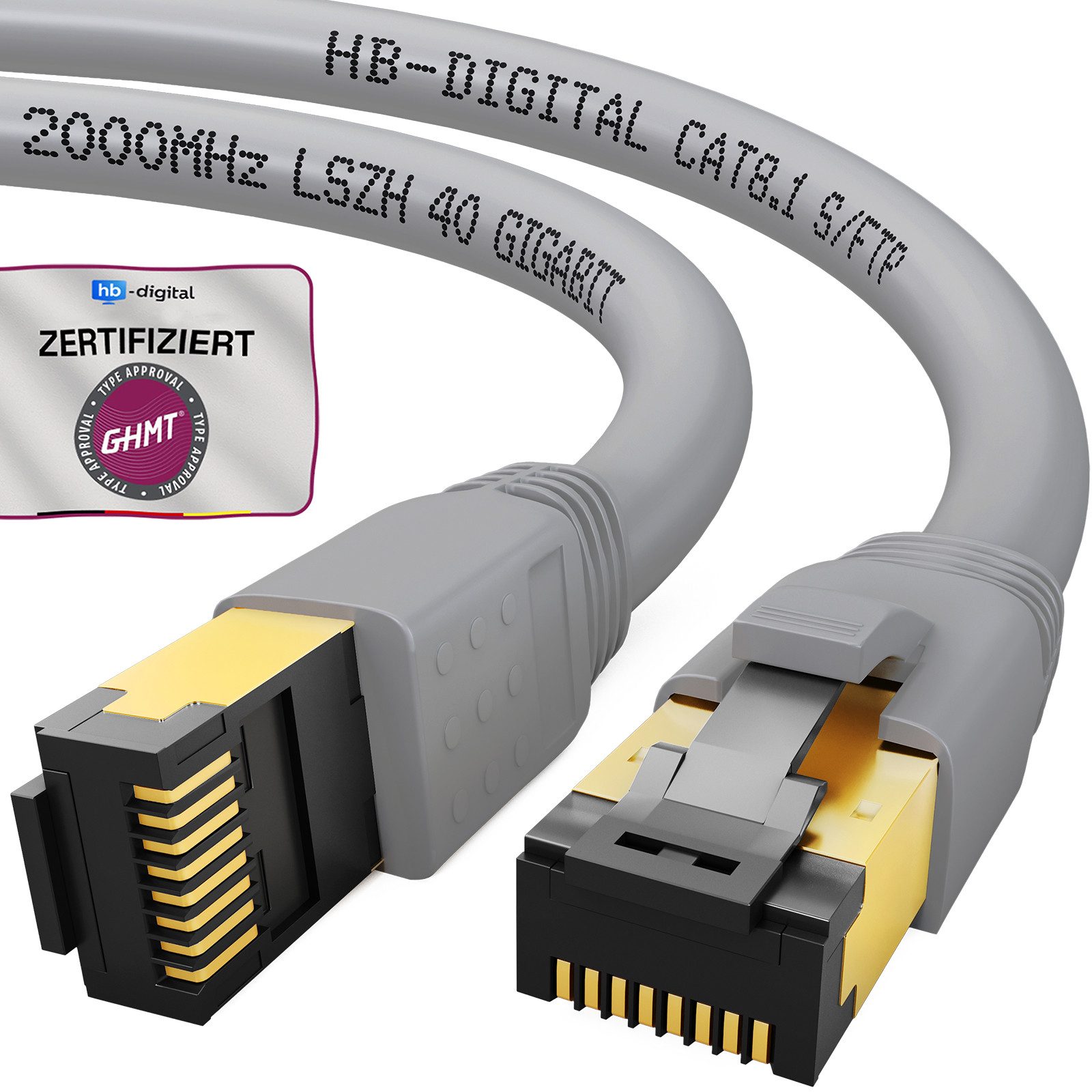 HB-DIGITAL Patchkabel CAT 8 LAN Kabel Netzwerkkabel CAT 8.1 RJ45 S/FTP LSZH Netzwerkkabel, (25 cm), Doppelte Abschirmung