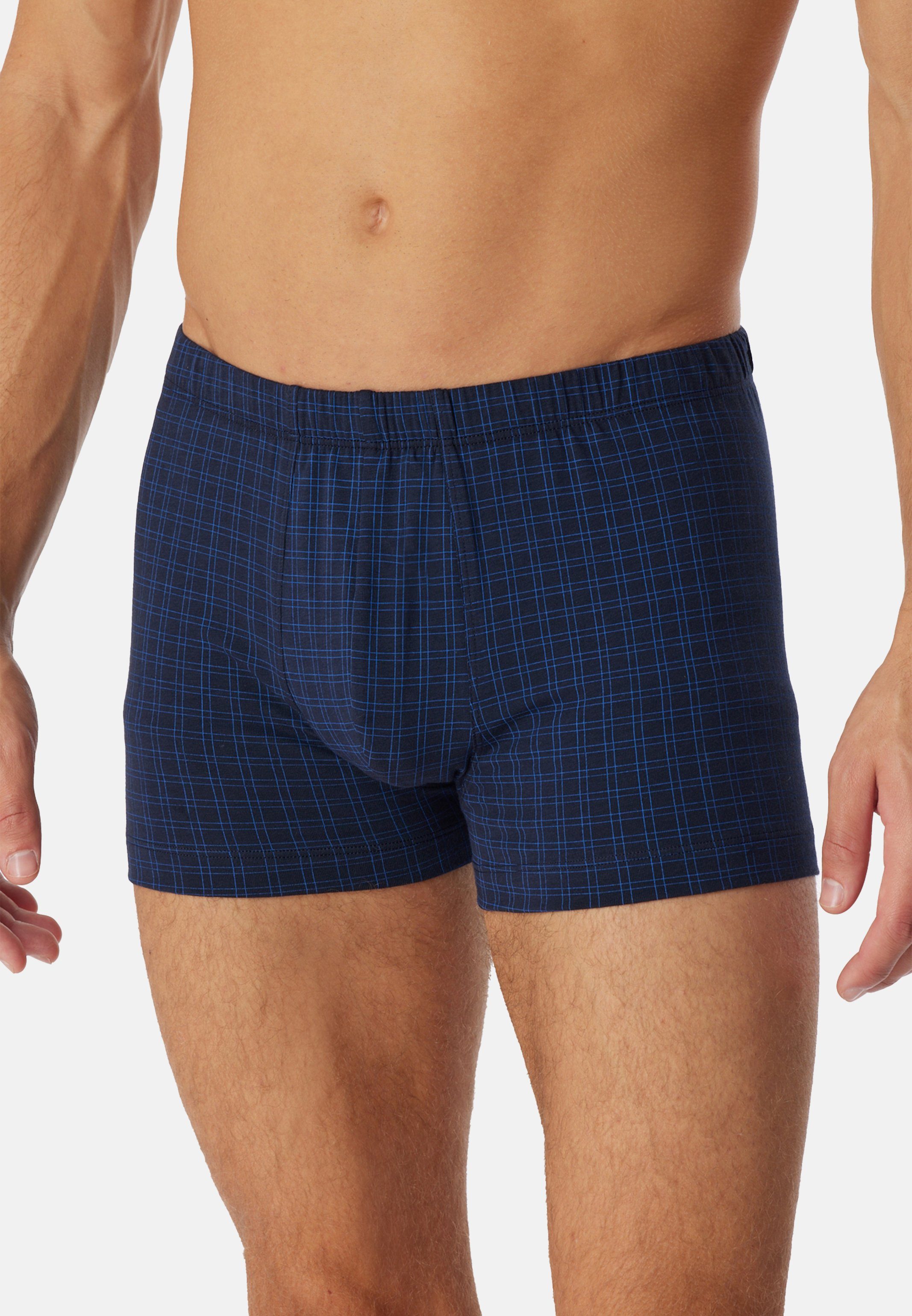 Schiesser Retro - Cotton Baumwolle Boxer Organic 3er Short Retro Pack (Spar-Set, Atmungsaktiv Pant Eingriff Cotton Casual - 3-St) Dunkelblau / - Ohne