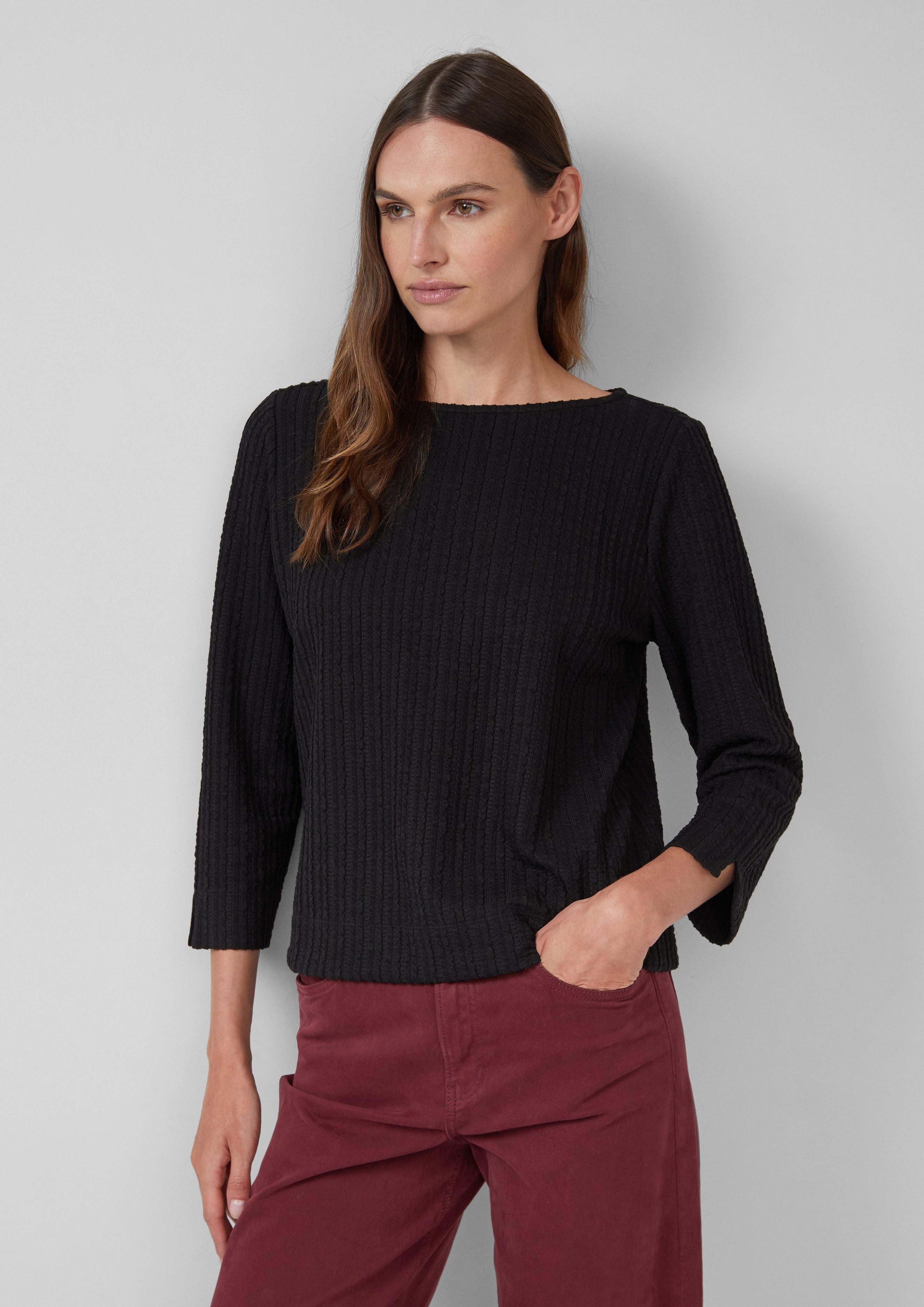 s.Oliver 3/4-Arm-Shirt Strukturiertes Shirt mit verkürztem günstig online kaufen