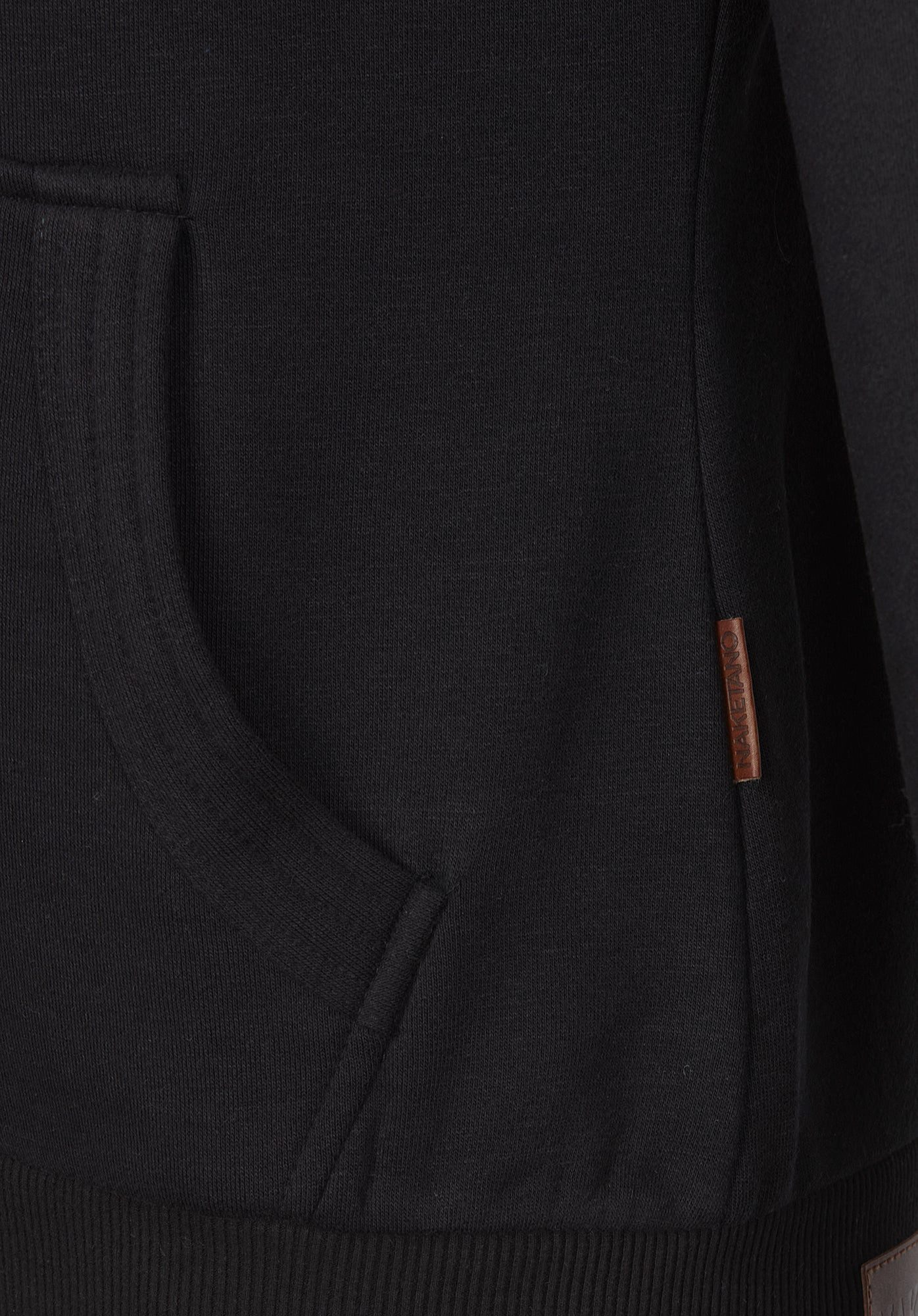 naketano Sweatjacke Damen hoher Stehkragen, Reißverschluss, weiche Sweatware, Rippbündchen seitliche Taschen, Kordelzug, Logo-Patch, casual, Streetwear, meliert – Bild 5 von 5