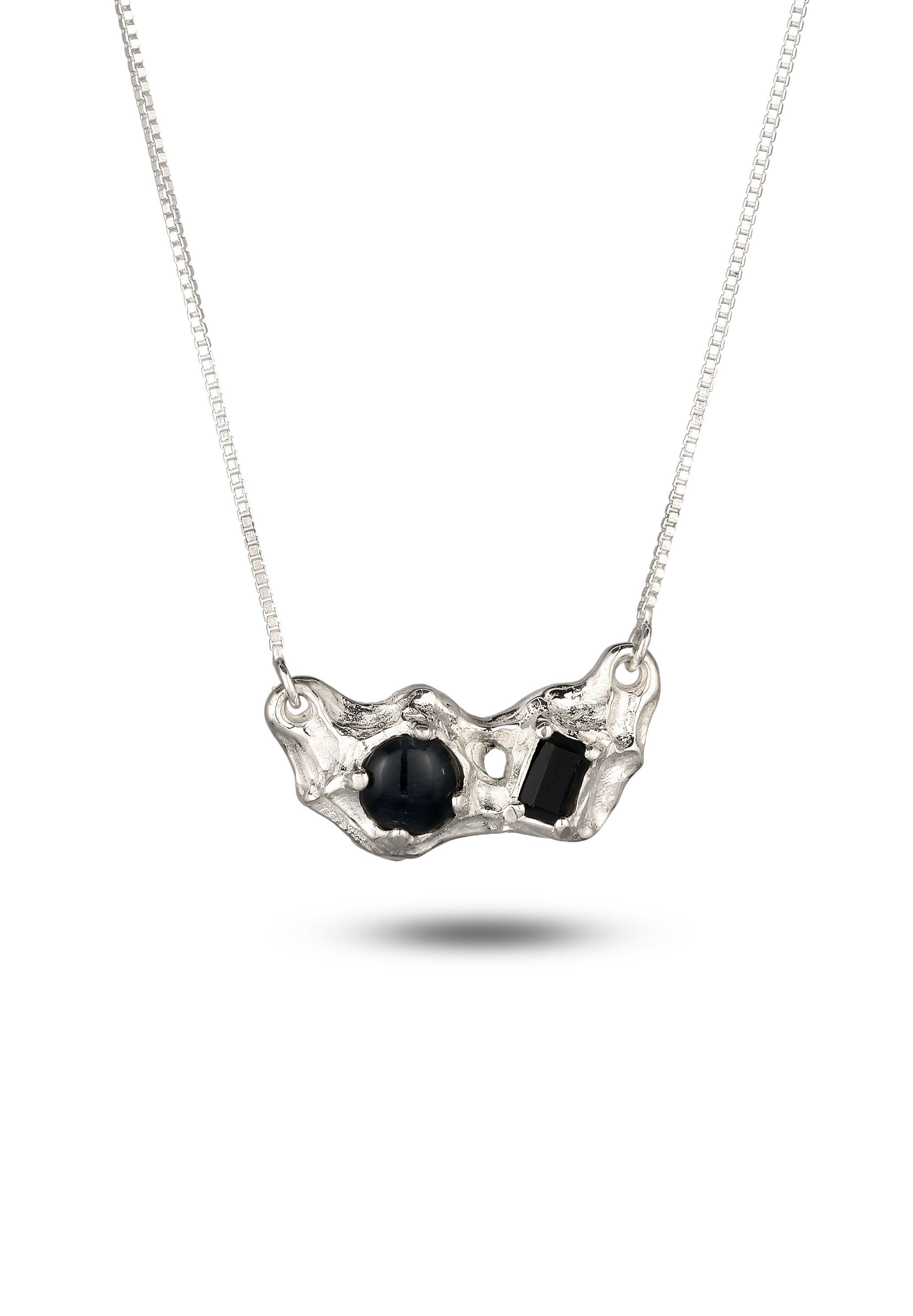 HAZE & GLORY Silberkette Tigerauge Onyx Schwarz Organic 925 Sterling Silber