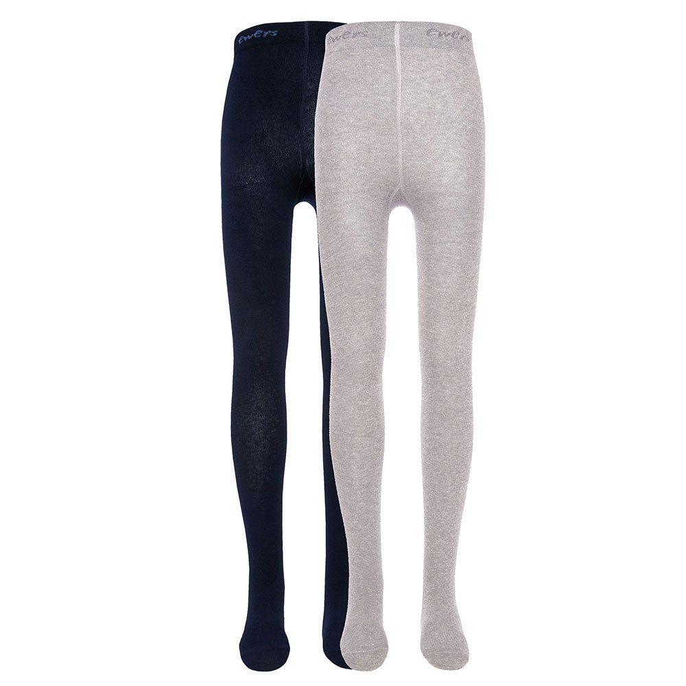 blau-grau (2 2er-Set) Ewers hoher Strumpfhose Baumwollanteil Strumpfhose Uni St.