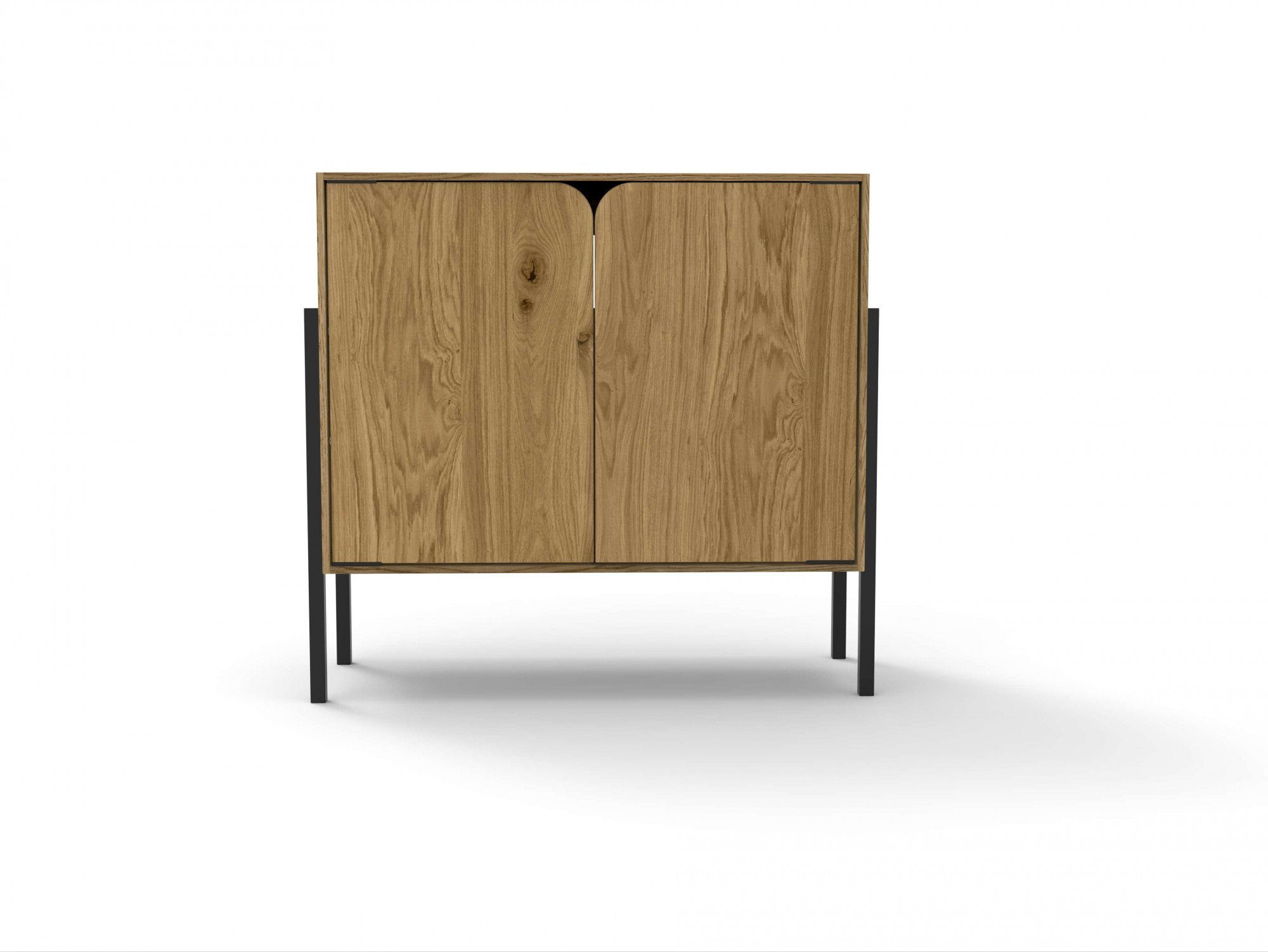 andas Sideboard Finton, mit 2 Türen, Korpuss aus massiver Eiche, Beine aus Metall