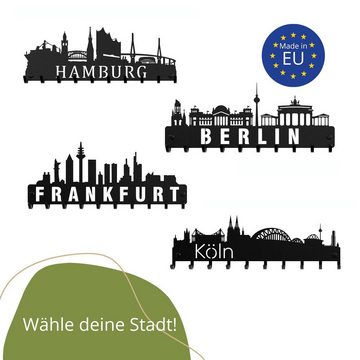 NOGGI - Home Decor Masters Schlüsselleiste Schlüsselbrett "Hamburg", (Schlüsselbrett mit 10 Haken, Wandbefestigung im Set enthalten), Made in EU