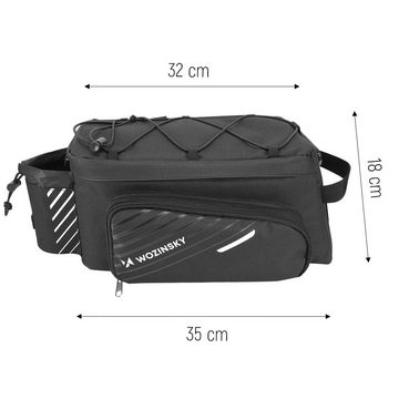 Wozinsky Fahrradtasche Fahrradträgertasche mit 9L Schultergurt (Regenschutz) Schwarz