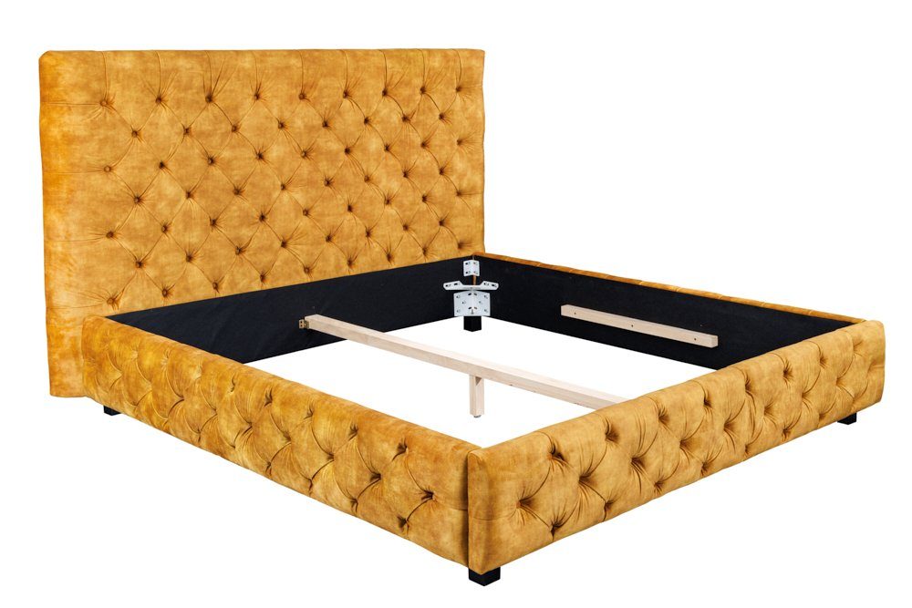riess-ambiente Polsterbett PARIS 160x200cm senfgelb (Einzelartikel, 1-tlg), Schlafzimmer · Samt · Holz · Queensize · Chesterfield Design