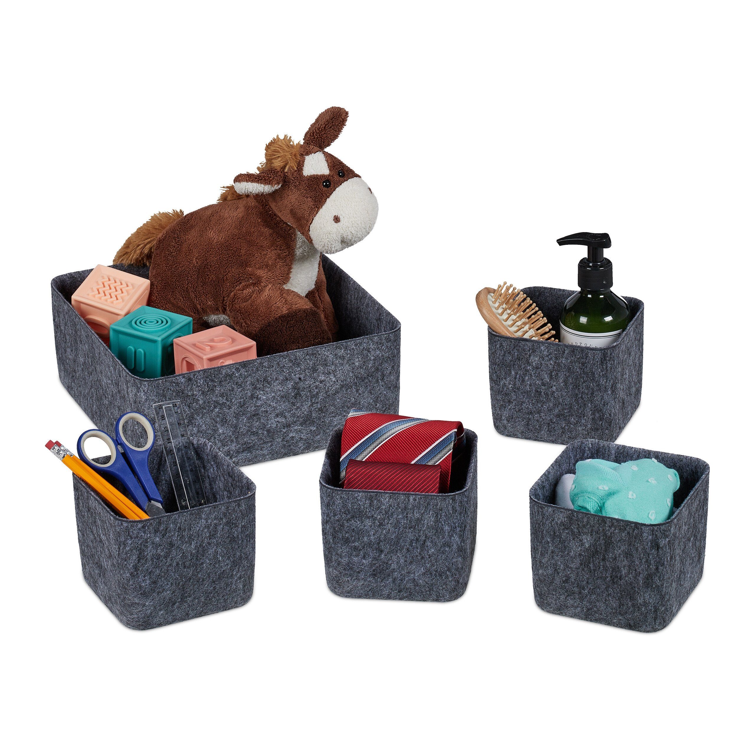 relaxdays Aufbewahrungskorb Schubladen Organizer 5er Set