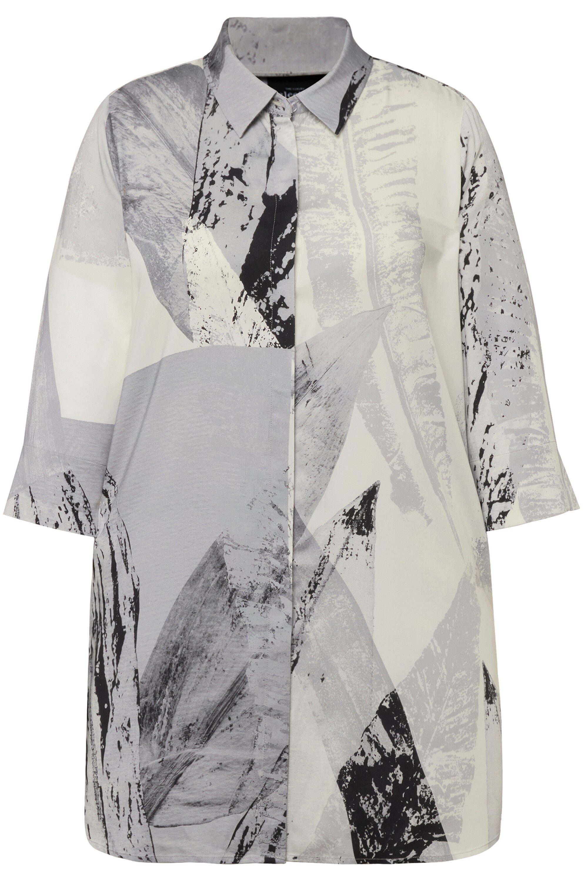 Ulla Popken Hemdbluse Longbluse Federn Hemdkragen 3/4-Arm günstig online kaufen