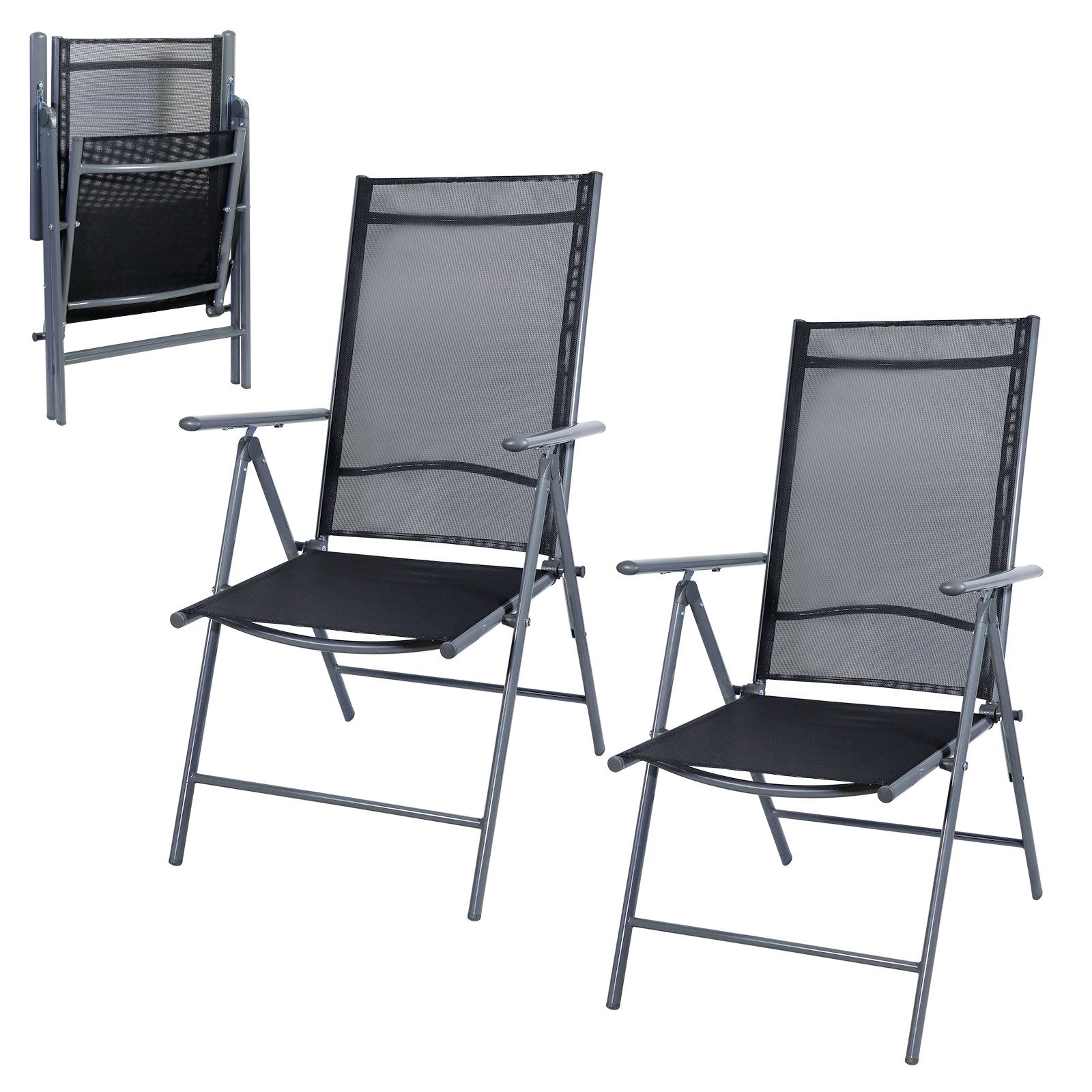 CCLIFE Klappstuhl Gartenstühle Balkonstühle Alu Gartenstuhl Klappstuhl Camping, 2er Set