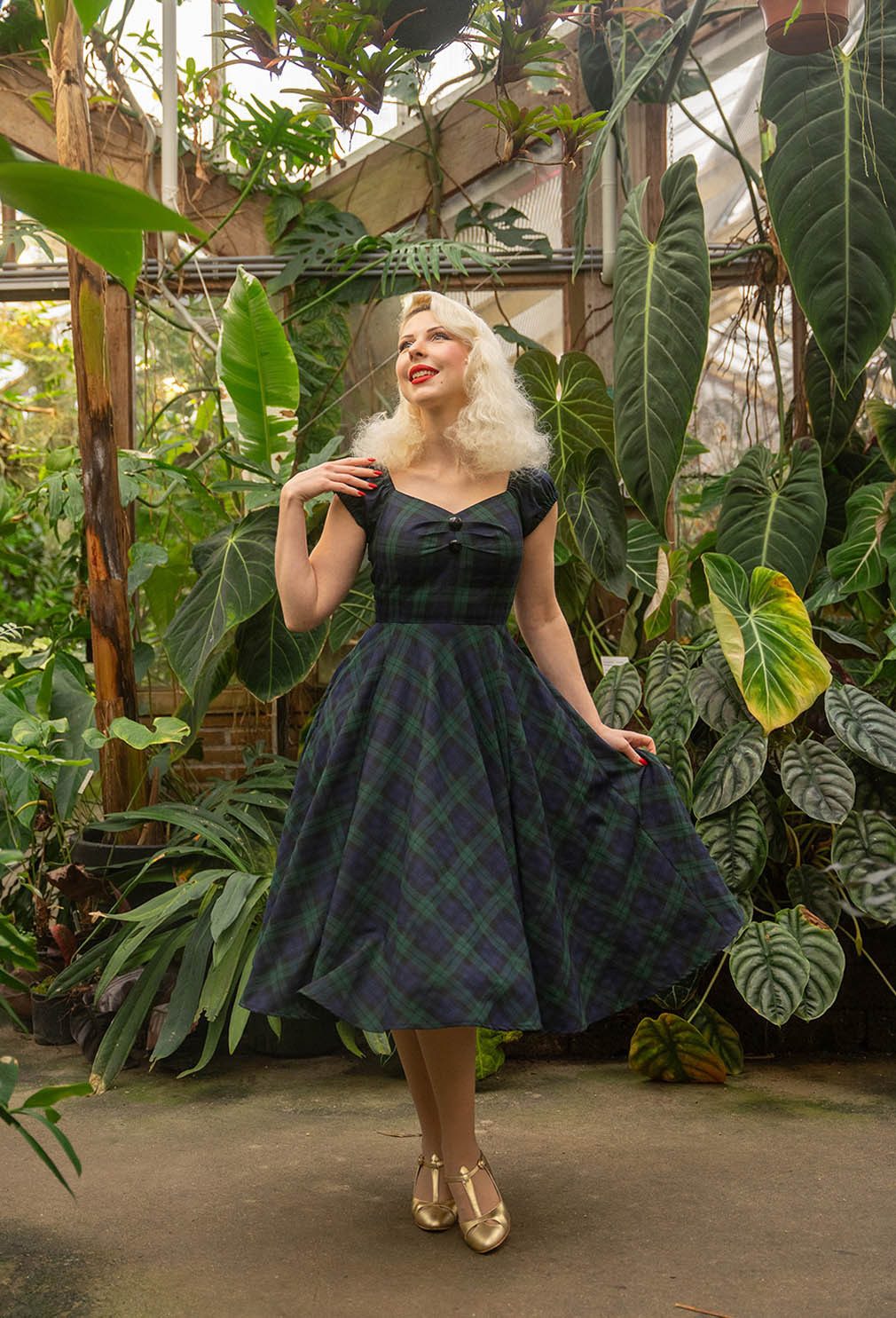 Hearts & Roses London A-Linien-Kleid Judith Tartan Retro Vintage Fit-N-Flar günstig online kaufen