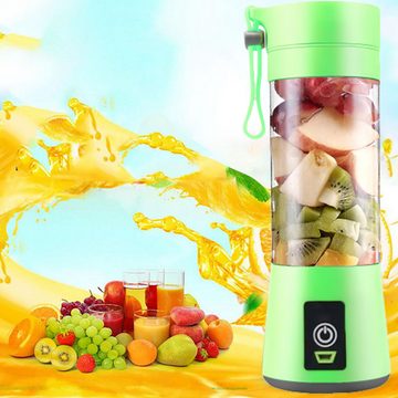 Retoo Smoothie-Maker Akku Smoothie Maker Mini Tragbarer Stabmixer Trinkflasche Pürierstab, 25,00 W, Kleine Abmessungen, 4 Edelstahlklingen, Akkulaufzeit: 10-12 Stunden