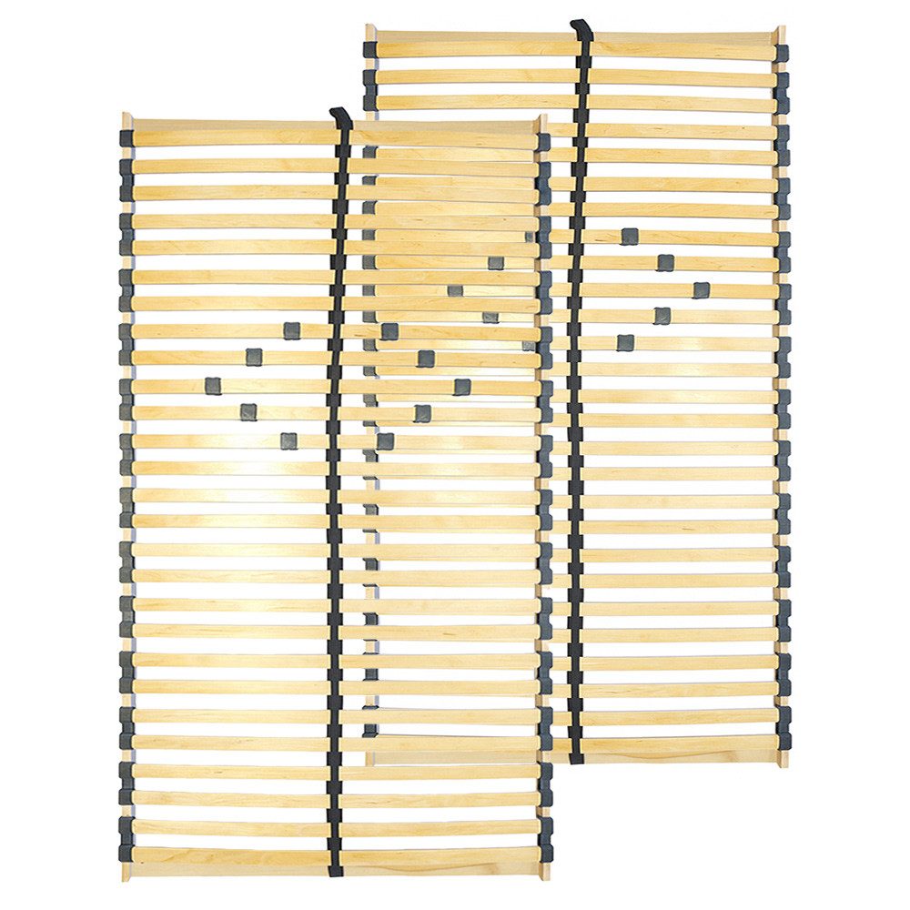 Lattenrost NAIROBI-200, Lomadox, 2er Set Federholzrahmen 85x200 cm verstellbare Komfortzone Mittelgurt