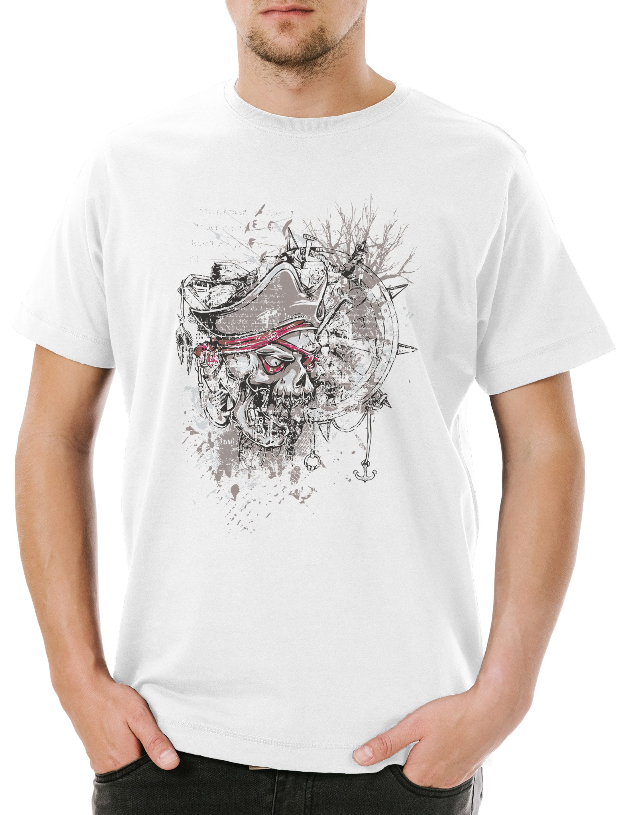 Print-Shirt Pirate Captain Herren T-Shirt Nautical Tatttoo Star Pirat Sailor Art