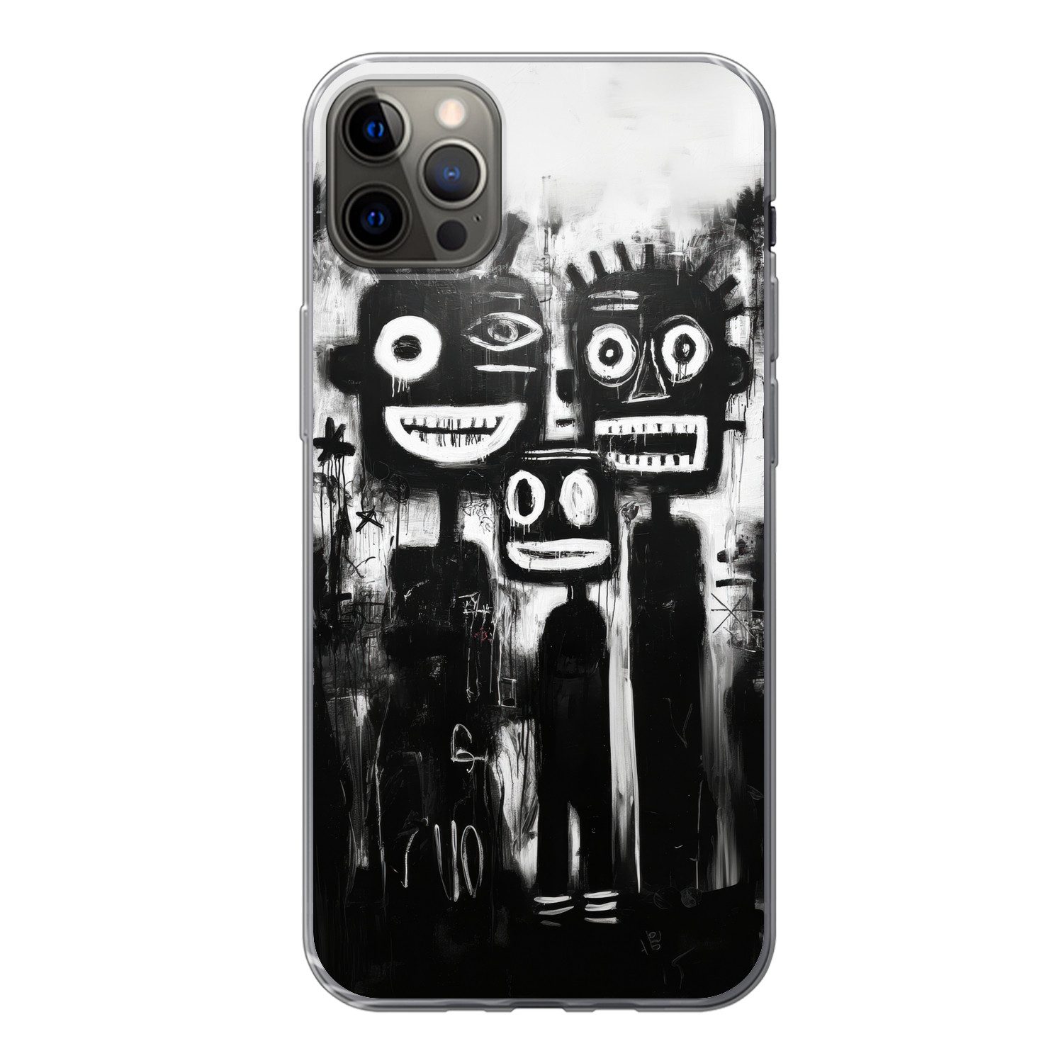 MuchoWow Handyhülle für Apple iPhone 13 Pro Max Malerei - Figuren - Schwarz - Abstrakt, Smartphone-Bumper, Print, Handy Schutzhülle Dünn