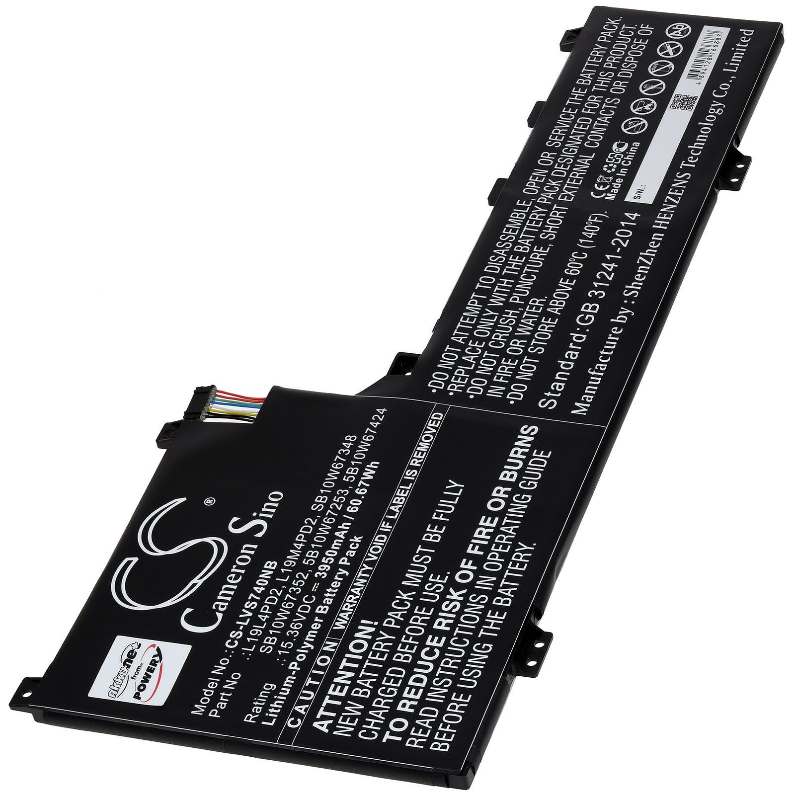 Powery Akku für Lenovo Typ L19L4PD2 Laptop-Akku 3950 mAh (15.36 V)