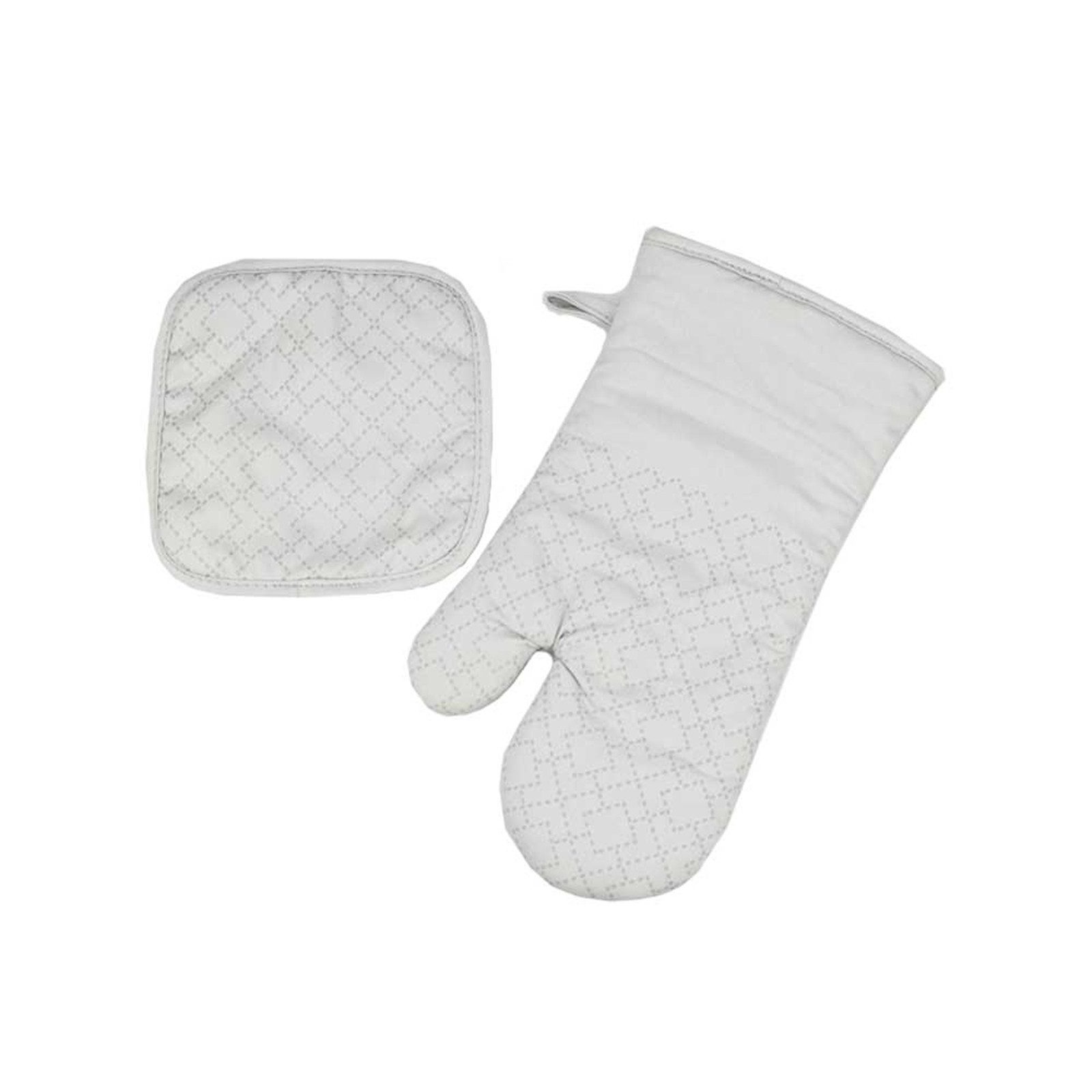 Michelino Topfhandschuhe Ofenhandschuh und Topflappen 2er-Set, (Set, 2-tlg., 1x Ofenhandschuh und 1x Topflappen)