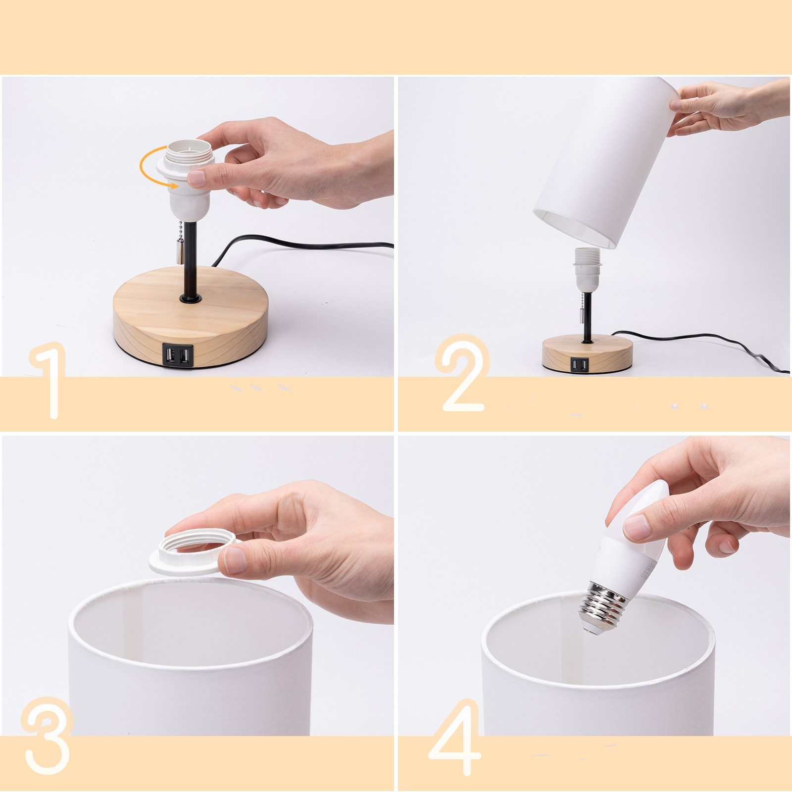 Aigostar Schreibtischlampe mit 2 USB-Ladeanschlüssen, E27 Tischlampe mit Zu günstig online kaufen