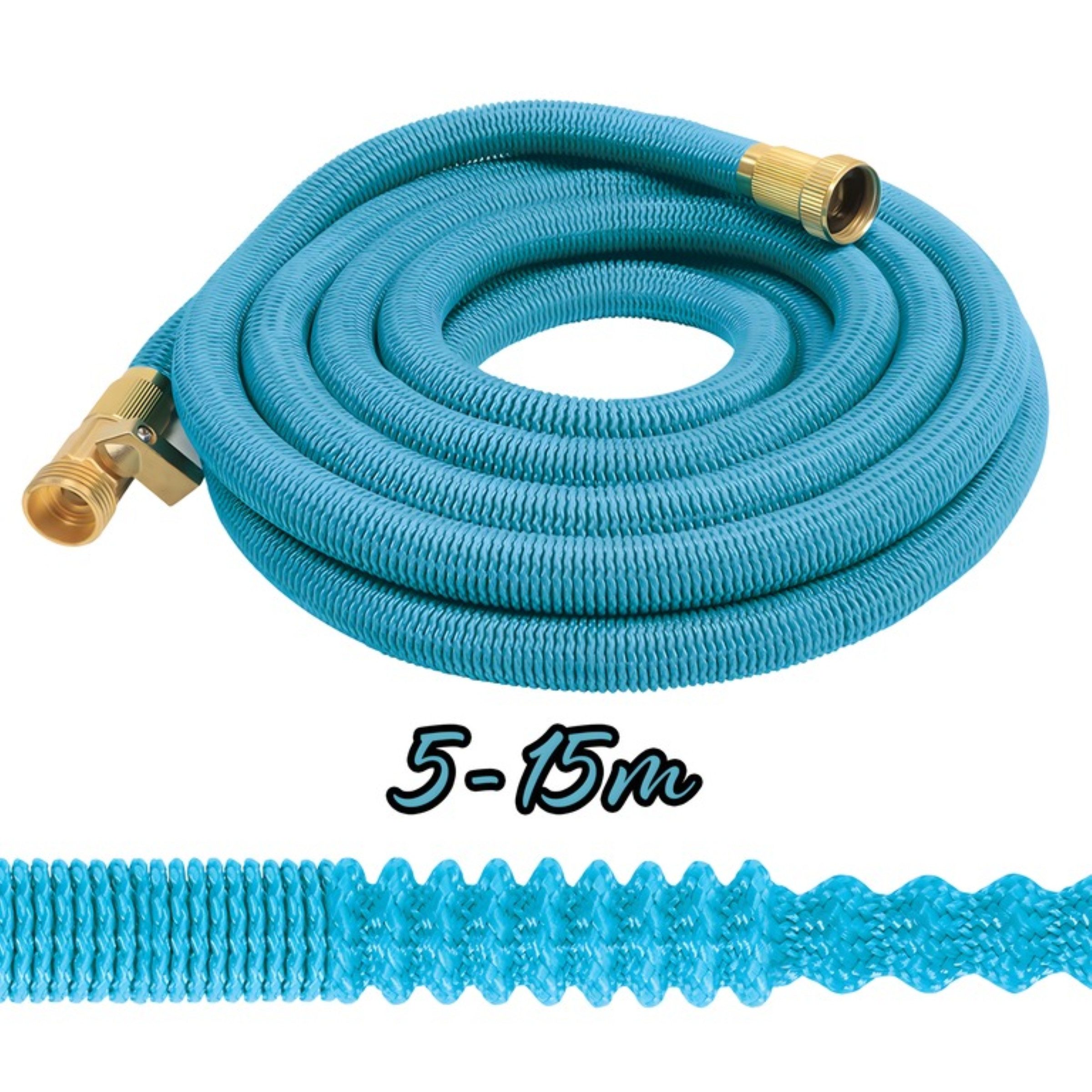 Realb2b Gartenschlauch Flexibler Gartenschlauch 5 bis 15 m Set mit Sprühpistole Adapter, (Set flexibler Gartenschlauch 5 bis 15 m mit Sprühpistole Adapter, Gartenschlauch 5 bis 15 m Set mit Pistole Adapter Kupplungen), dehnbar flexibel leicht platzsparend Gartenschlauch mit Zubehör