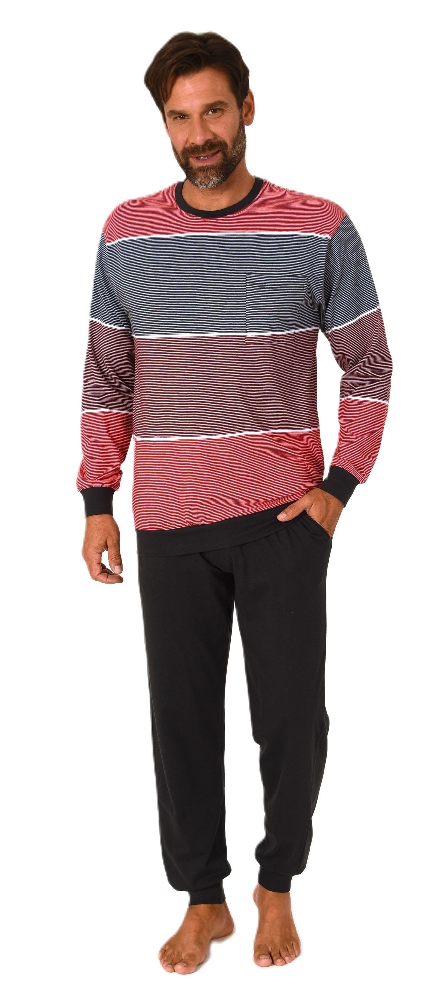 Normann Pyjama Normann Herren Schlafanzug lang mit Bündchen - auch in Überg günstig online kaufen