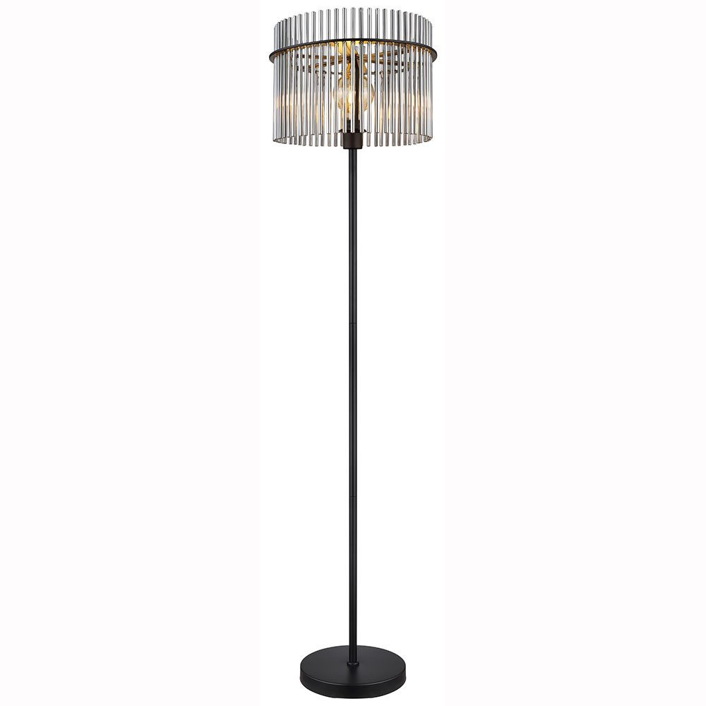 GLOBO LIGHTING LED Stehlampe, Leuchtmittel inklusive, Warmweiß, LED Stehleuchte Wohnzimmer Stehlampe Retro Design Rauchglas Höhe 152cm