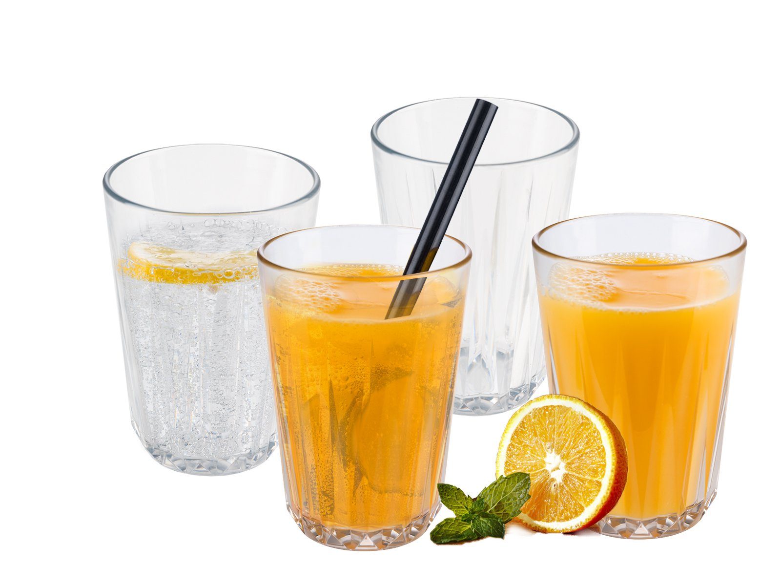 APS Gläser-Set, 4-tlg., Tritan, 4er-SET Mehrwegbecher, bruchsichere Tritan Gläser 150ml, Kristallklar