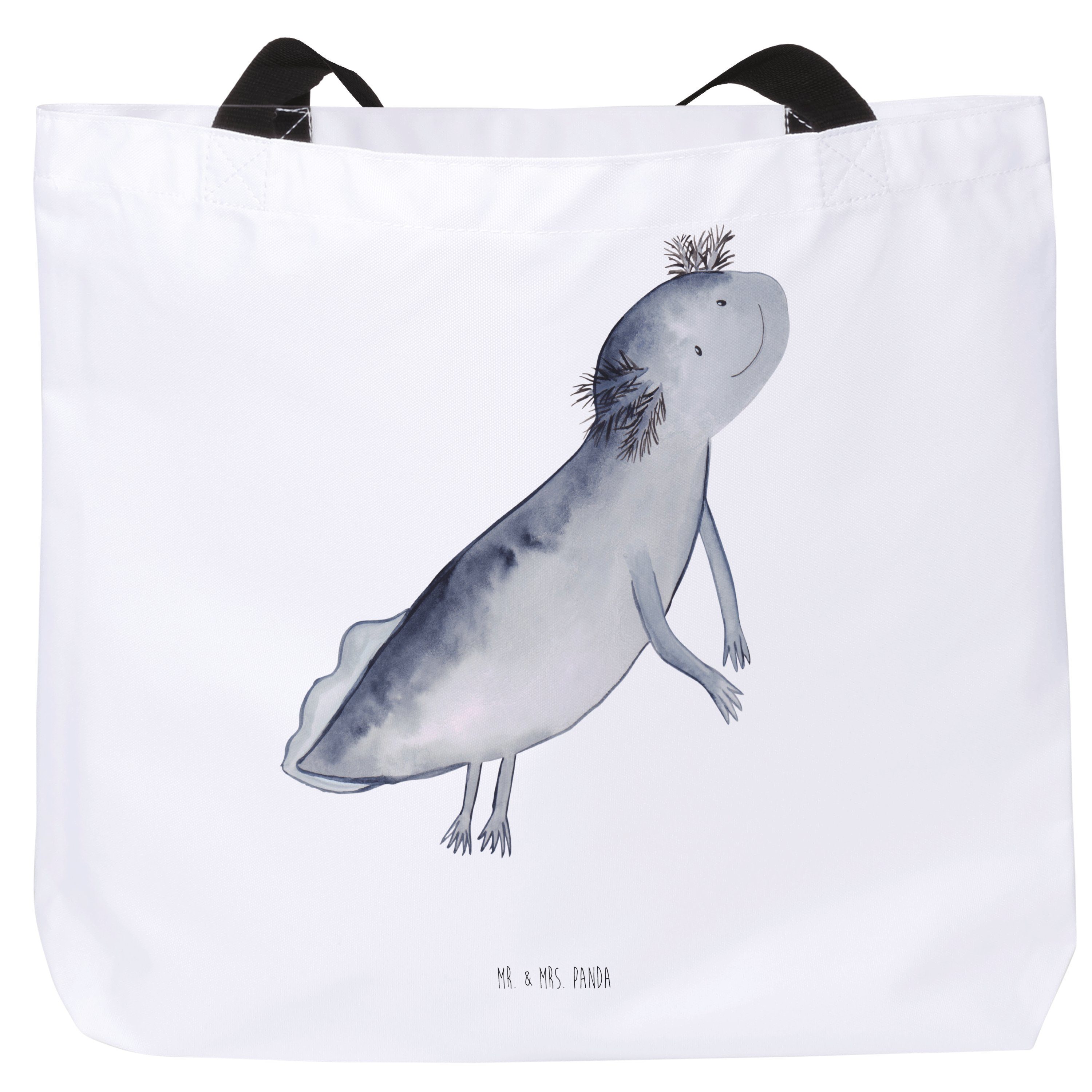 & Shopper schwimmt Weiß Axolotl Schu Panda Mr. Mrs. (1-tlg) Schwanzlurch, - Geschenk, - Tasche, Molch,