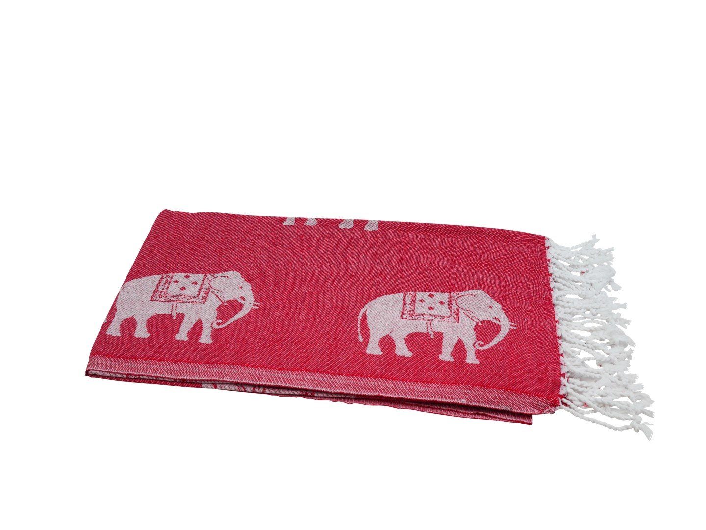 my Hamam Hamamtücher Hamamtuch rot weiß, mit kleinen Elefanten, Baumwolle (1-St), Doubleface-Webung