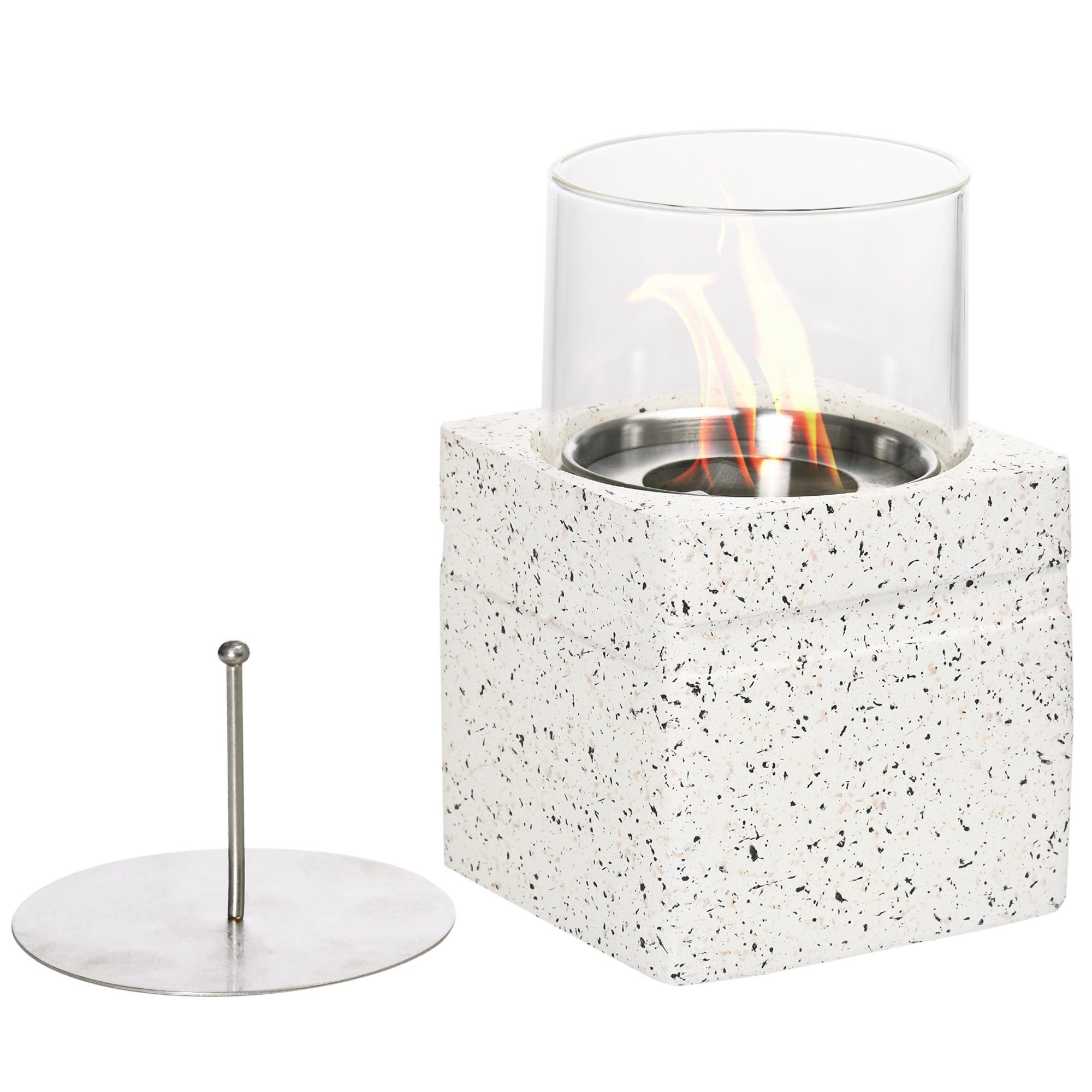 Outsunny Стіл-камін Tragbare Tisch Feuerschale für Innen- und Außenbreich (Windlichtes Bio-Tischfeuer, 3-St., Tischkamin), BxLxH: 12x12x12 cm
