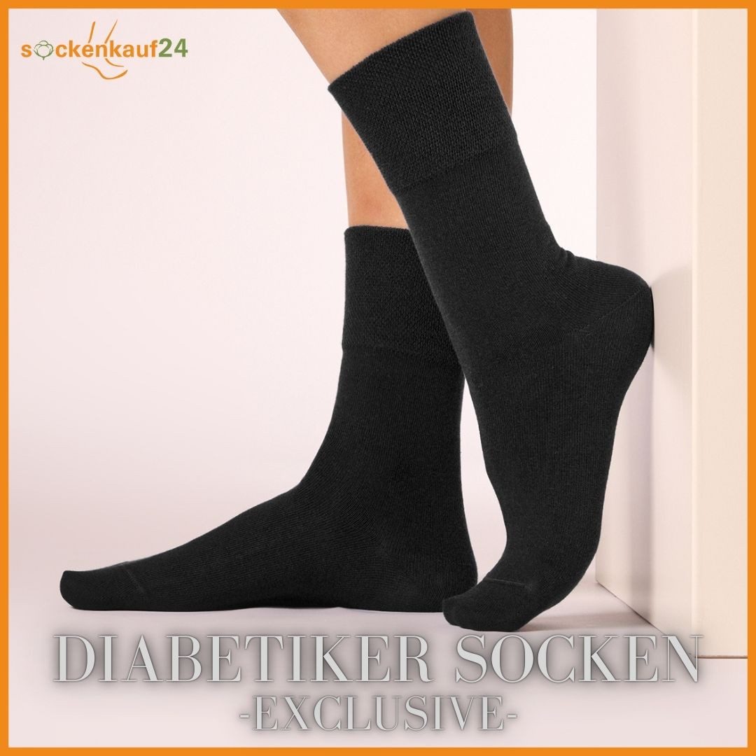 sockenkauf24 Diabetikersocken 97% Baumwolle ohne Gummibund & ohne Naht mit Komfortbund (6-Paar) Diabetiker Socken ohne Gummi für Damen & Herren