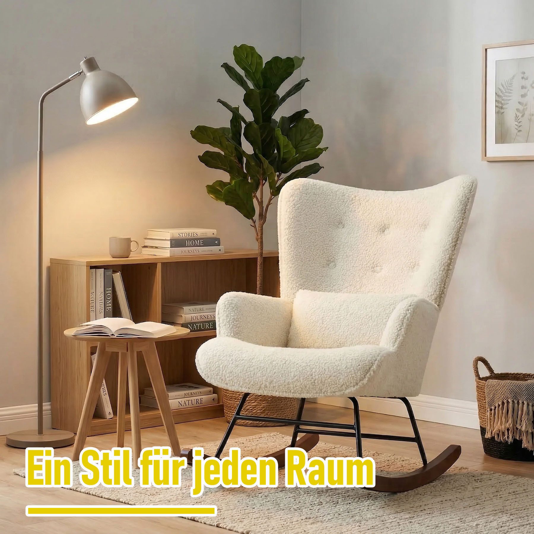 HomeMiYN Schaukelstuhl Schaukelstuhl Patchwork Sessel Schwingsessel Relaxstuhl Wohnzimmer (1 St), Aus holz