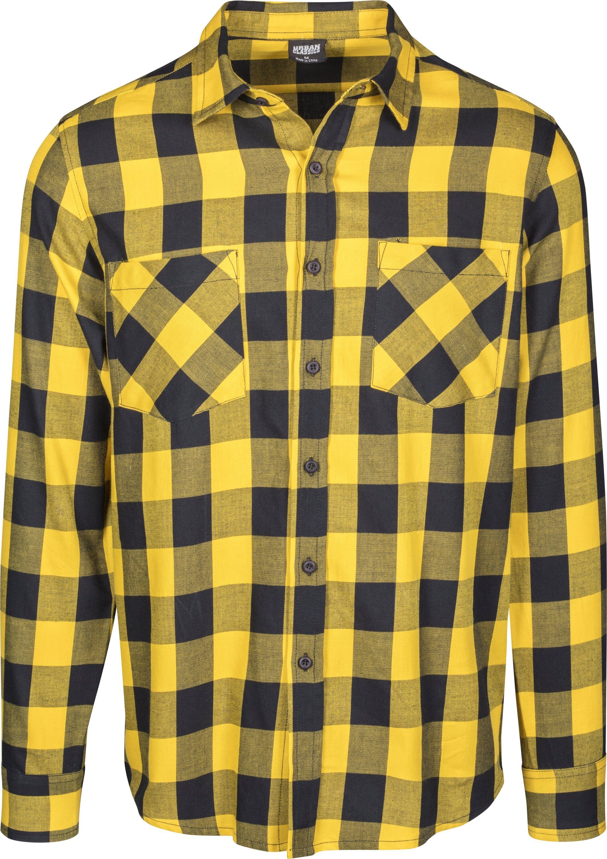 Checked Flanell (1-tlg) Shirt blk/honey URBAN Langarmshirt CLASSICS