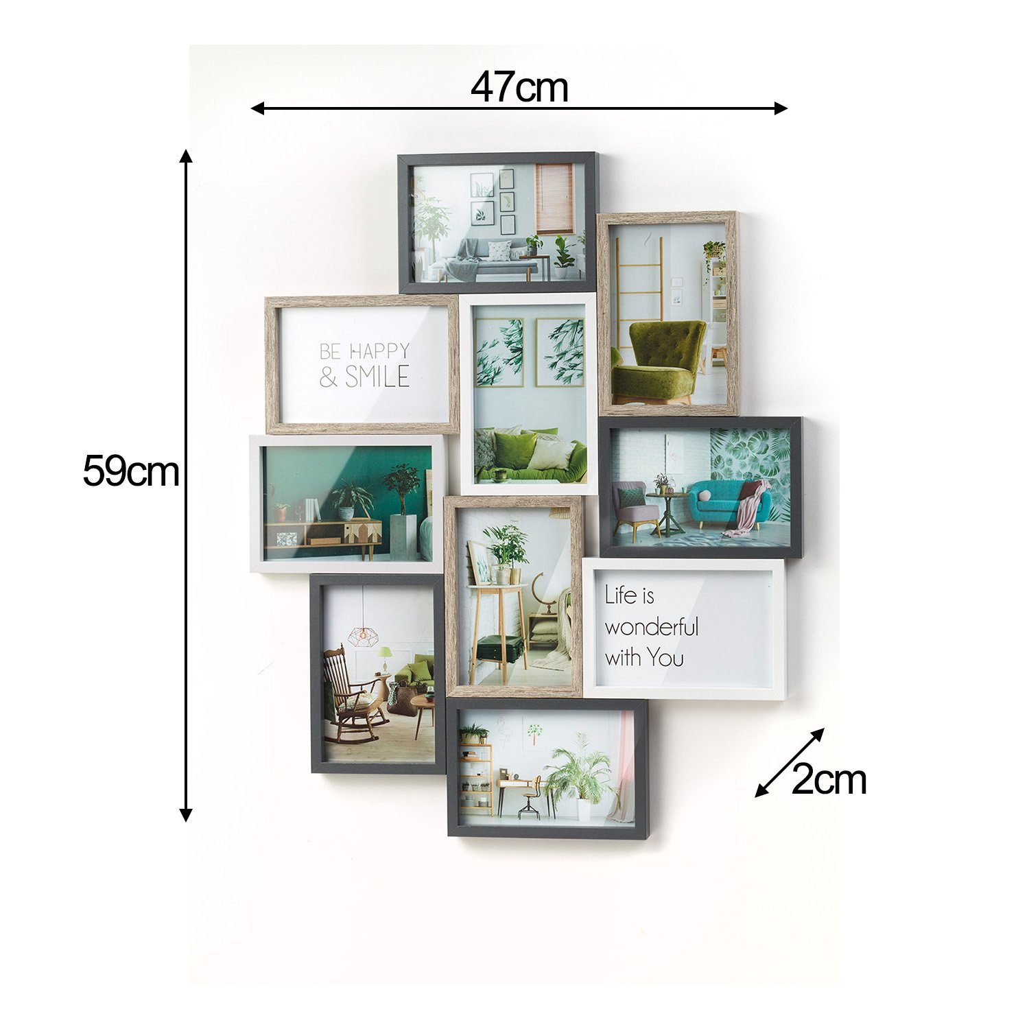 Kobolo Bilderrahmen Collage Bilderhalter Fotorahmen AVA für 10 Bilder 10x15cm, (1 St)