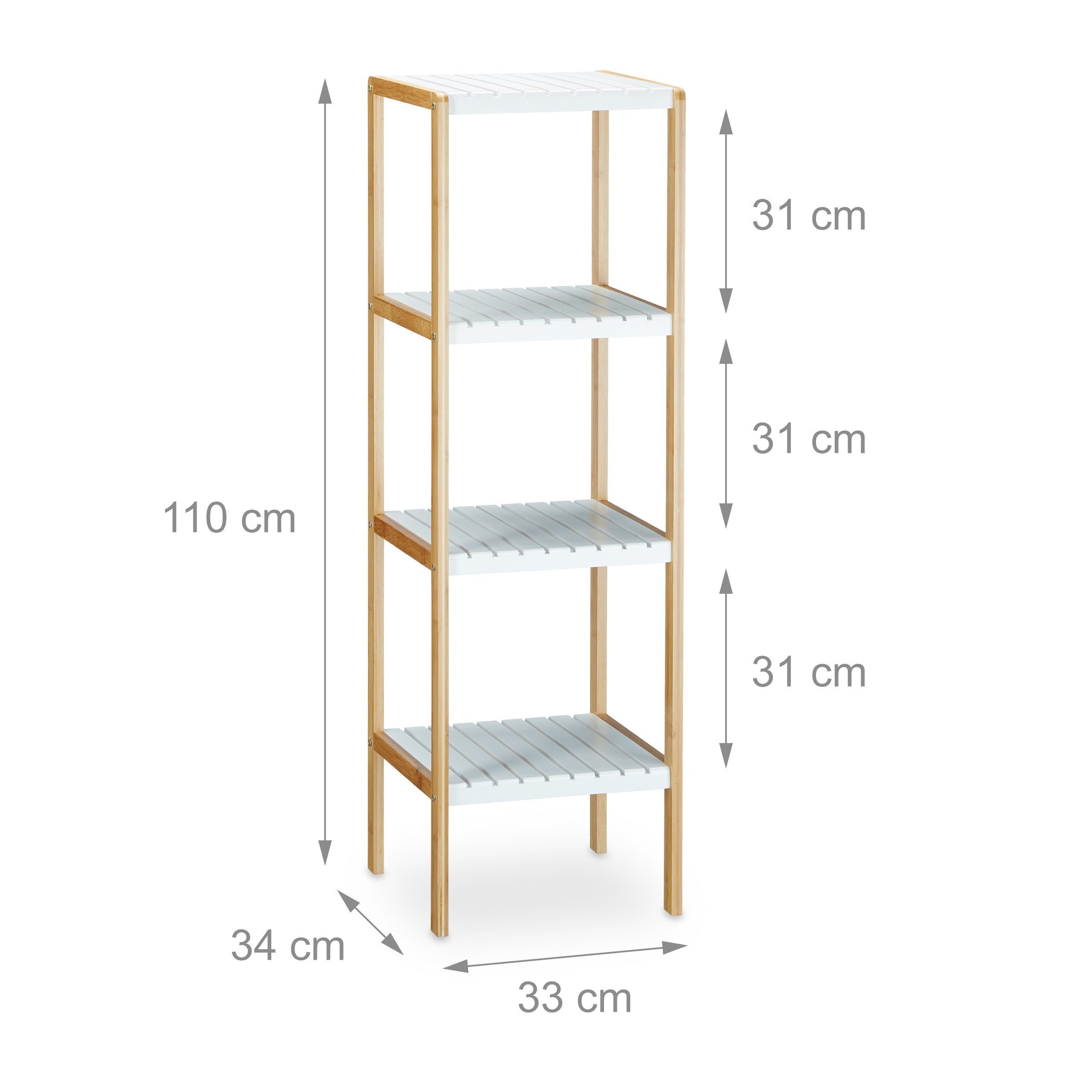 4 Regal mit Standregal Bambus relaxdays Ablagen