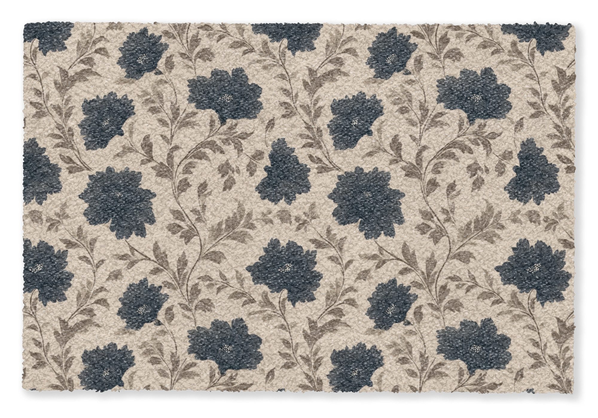 MuchoWow Fußmatte Motiv - Blumen - Schwarz - Beige, Rechteckig, innen Schmutzfangmatte, Tür, Schmutzfänger Flur, Teppich 60x40 cm