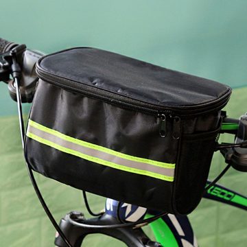 Retoo Fahrradtasche Fahrradlenkertasche Lenkertasche Wasserdicht 3,5 L Schwarz 18x13,5x11 (Packung, Fahrradlenkertasche), geräumige, 1xHauptfach, 2xseitliche Netztaschen, 1xHandy-Trennwand